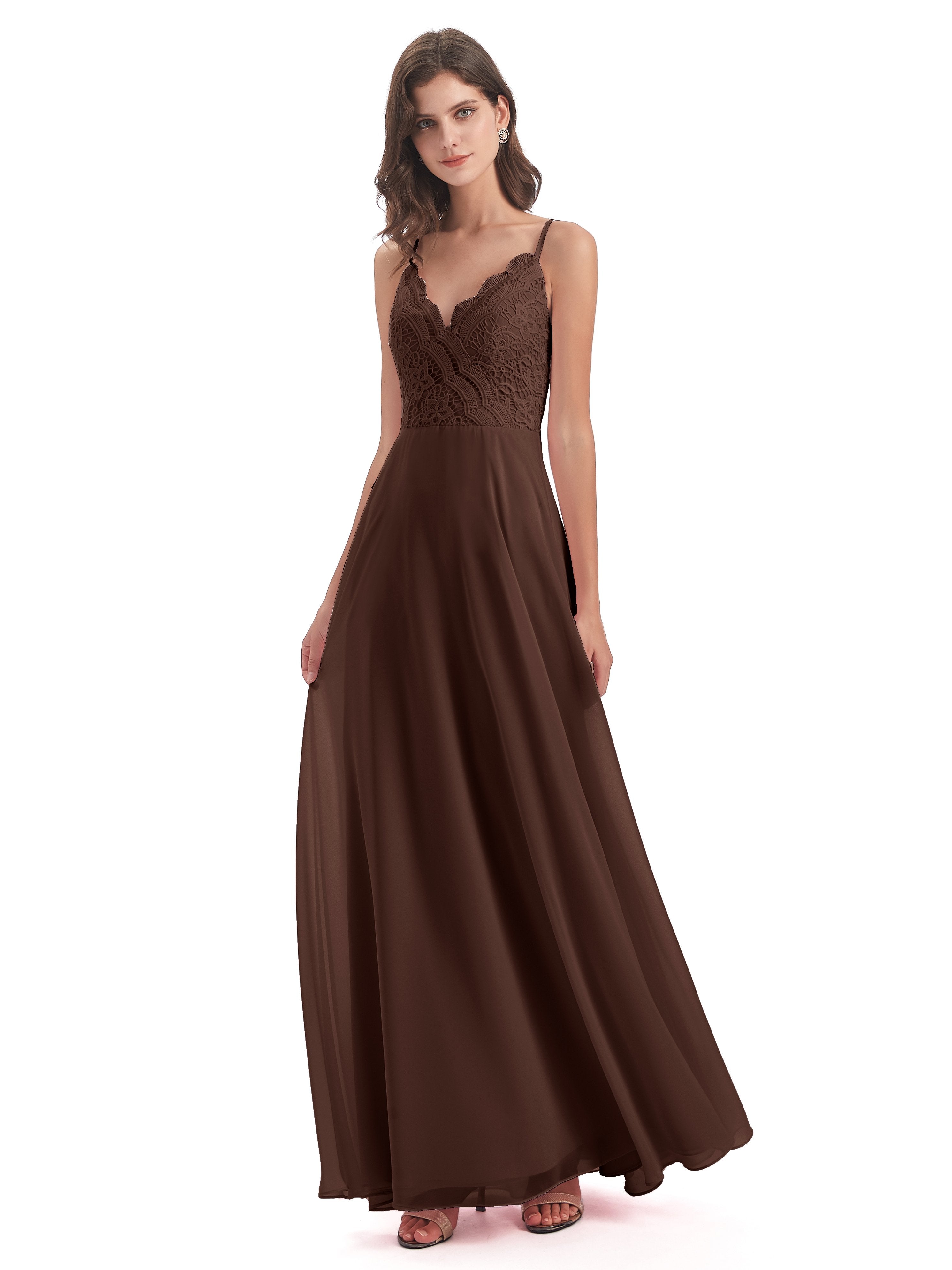 Alisa Spaghetti Straps Lace Bridesmaid Dresses