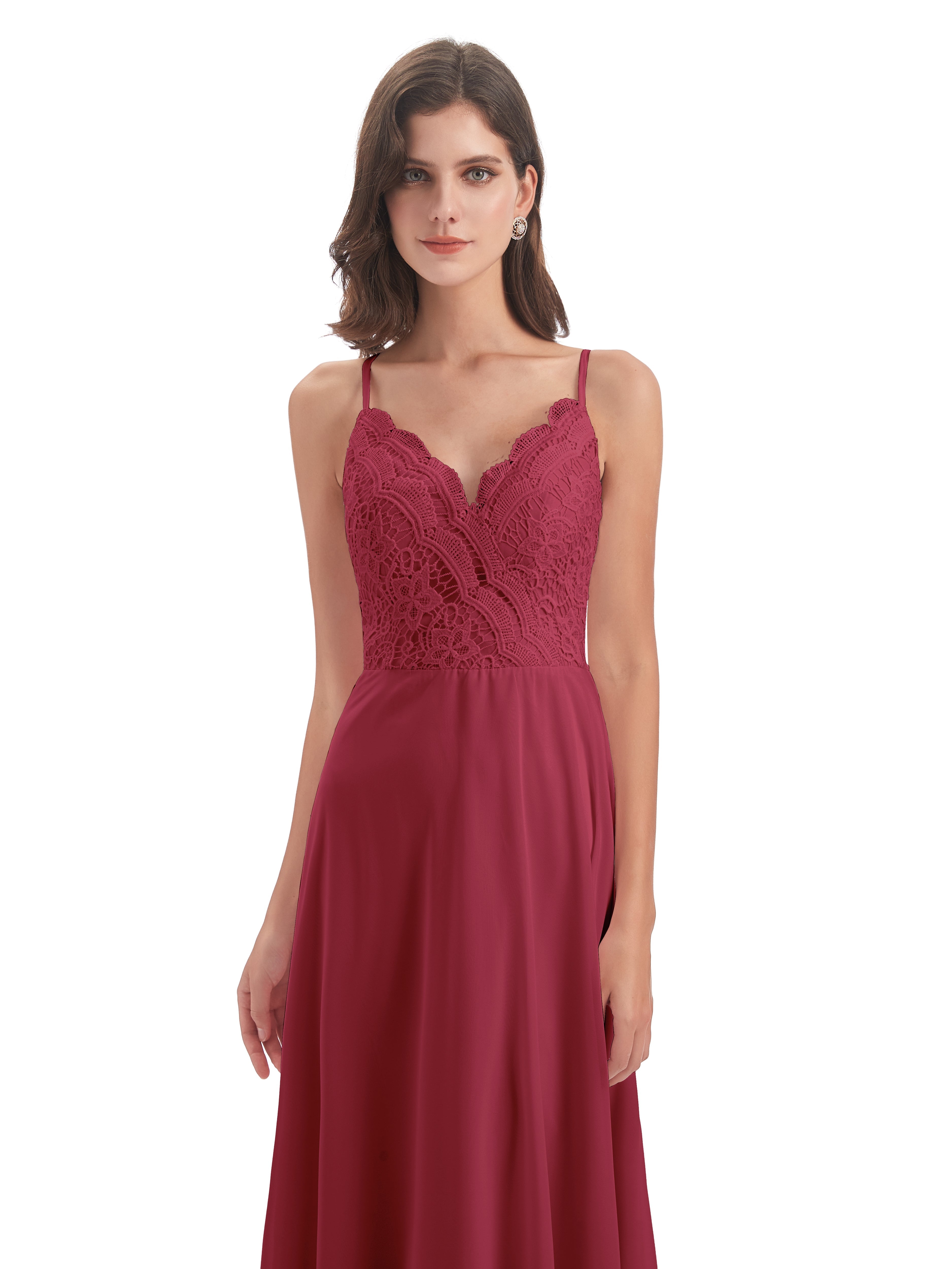 Alisa Spaghetti Straps Lace Bridesmaid Dresses