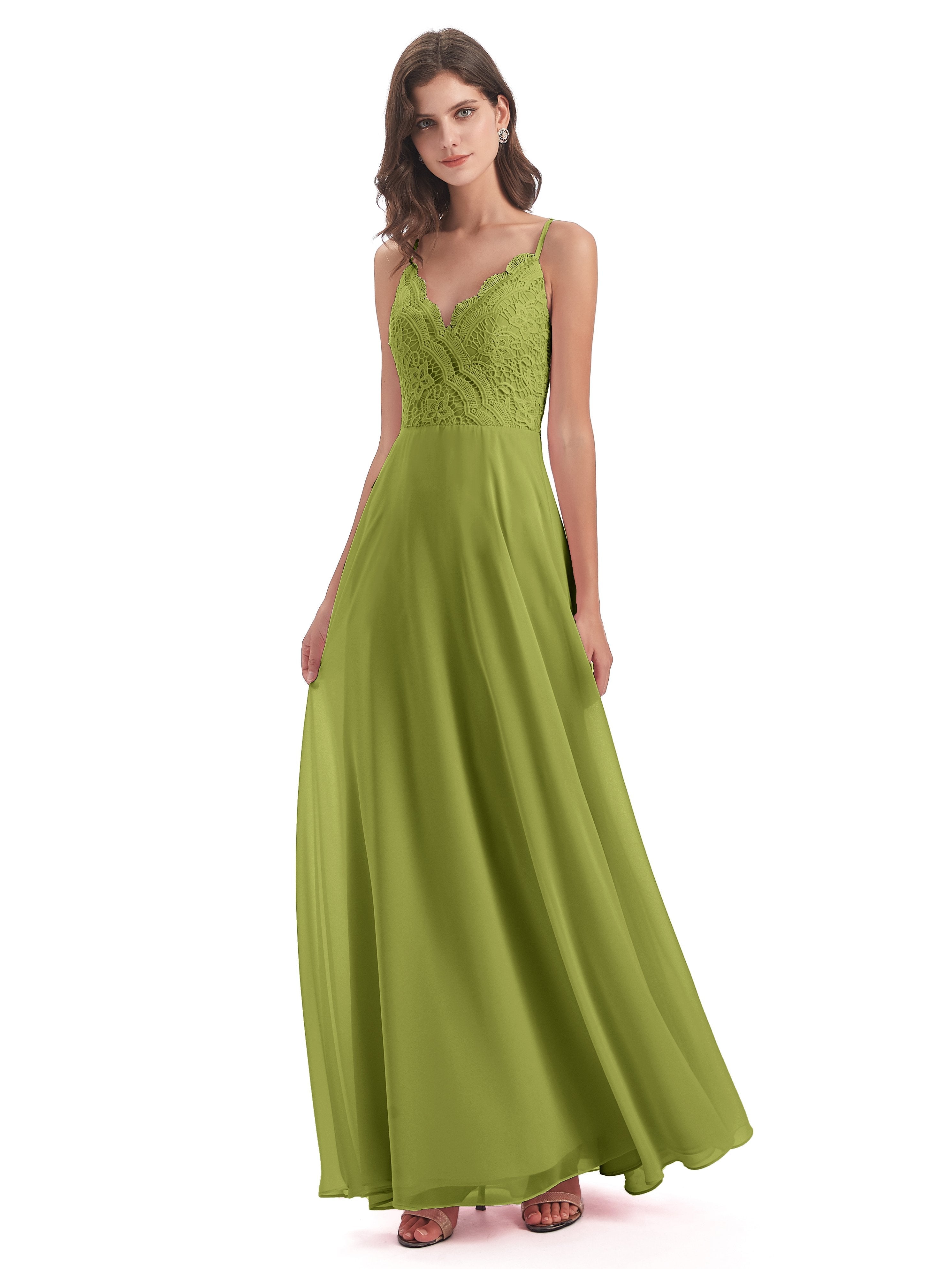 Alisa Spaghetti Straps Lace Bridesmaid Dresses