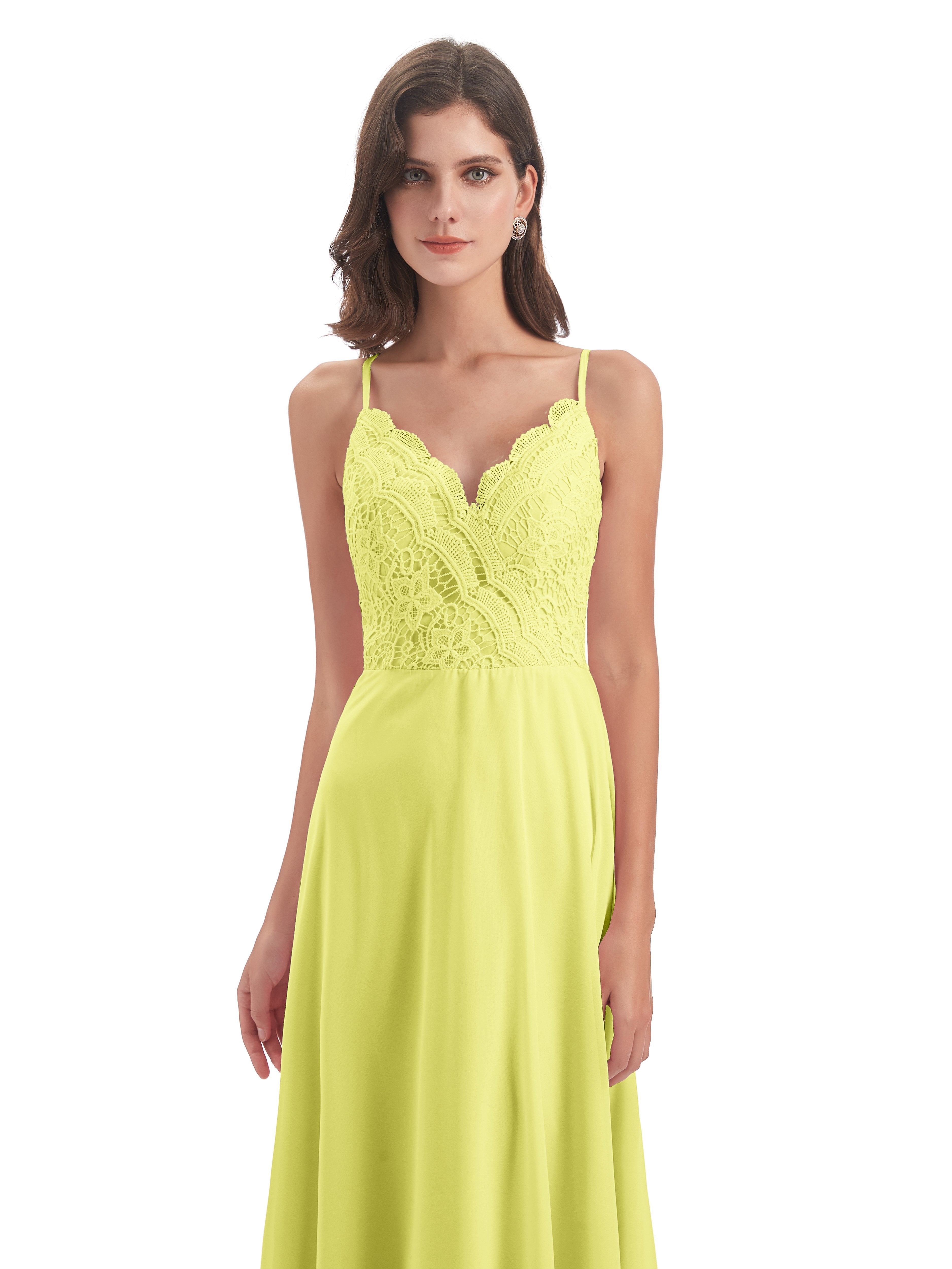 Alisa Spaghetti Straps Lace Bridesmaid Dresses
