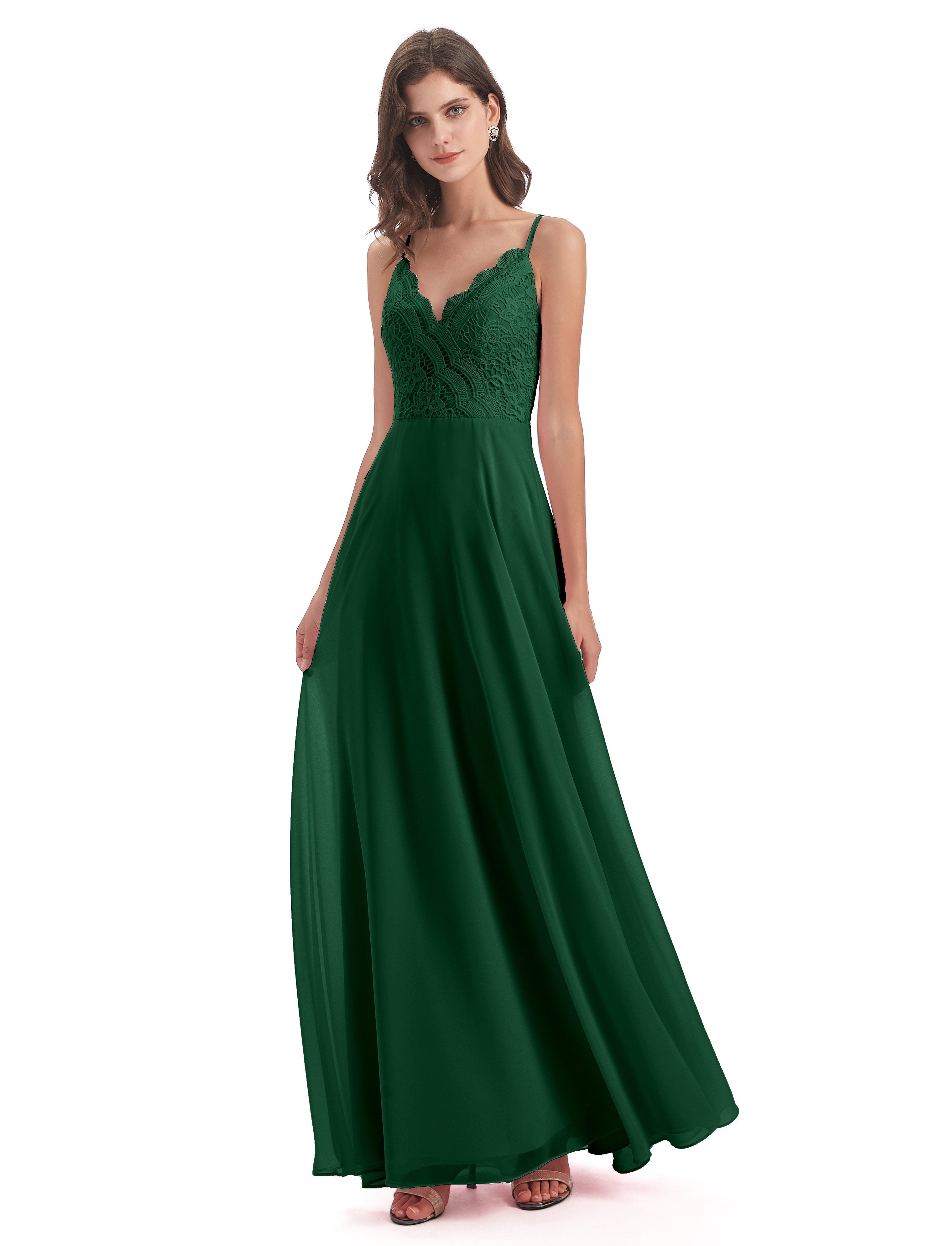 Alisa Spaghetti Straps Lace Bridesmaid Dresses