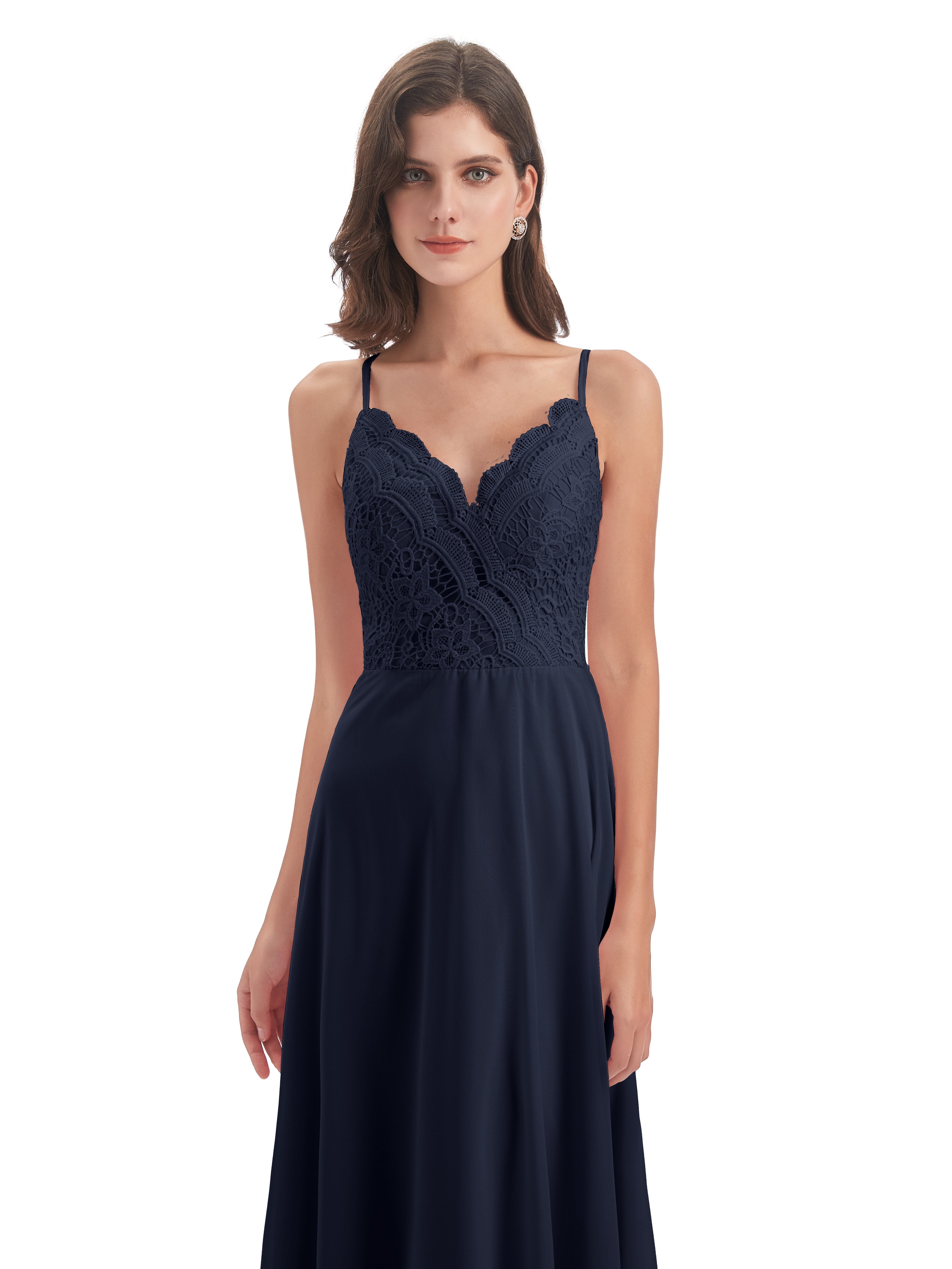 Alisa Spaghetti Straps Lace Bridesmaid Dresses