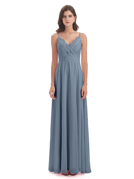 Alisa Spaghetti Straps Lace Bridesmaid Dresses