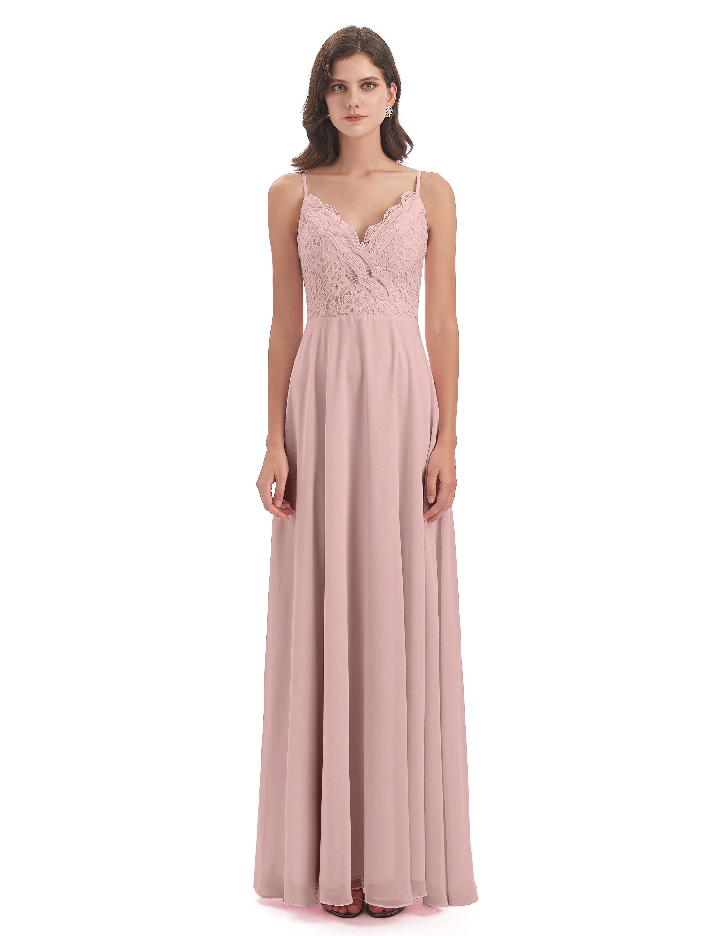 Alisa Spaghetti Straps Lace Bridesmaid Dresses