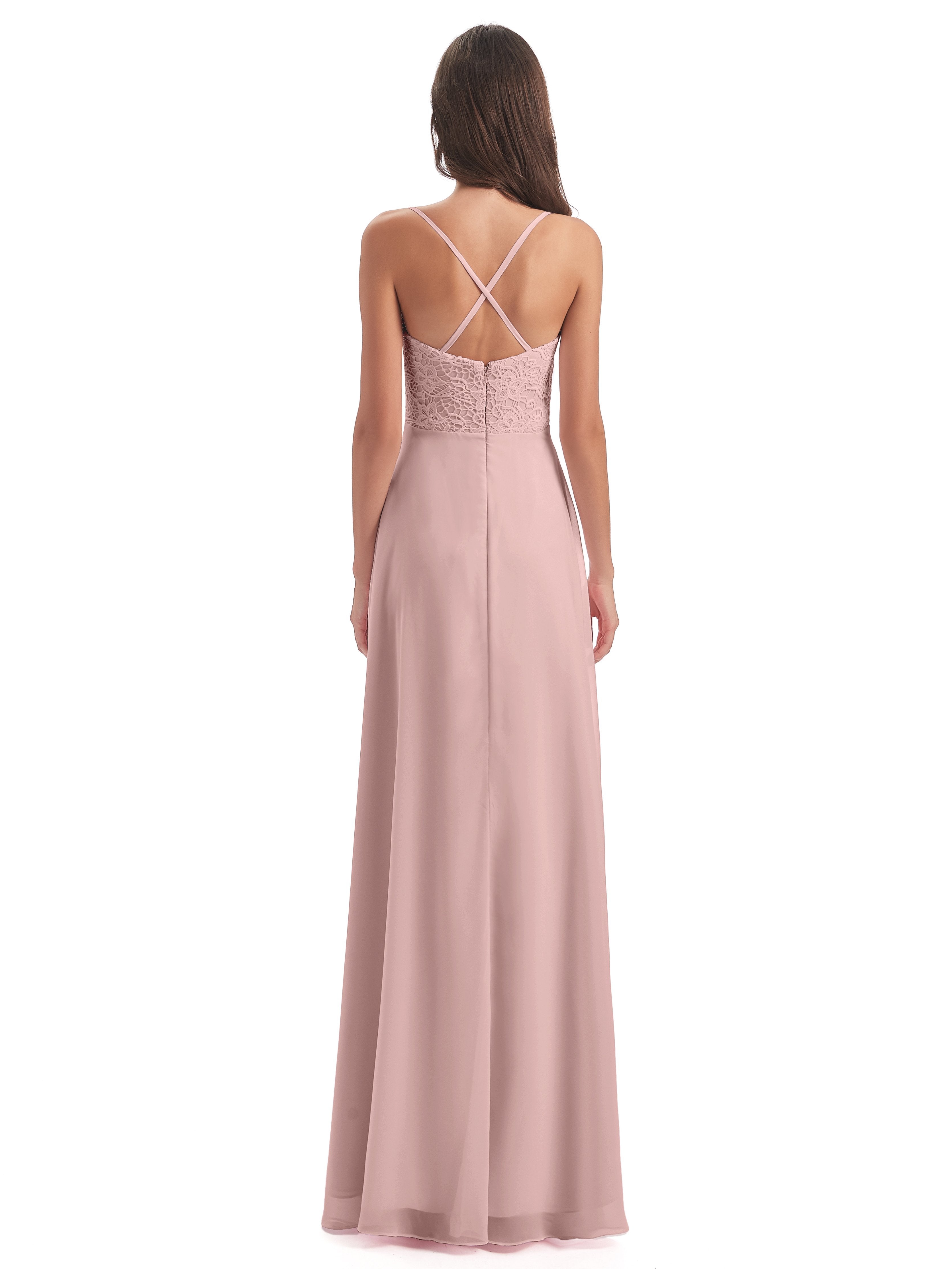 Alisa Spaghetti Straps Lace Bridesmaid Dresses