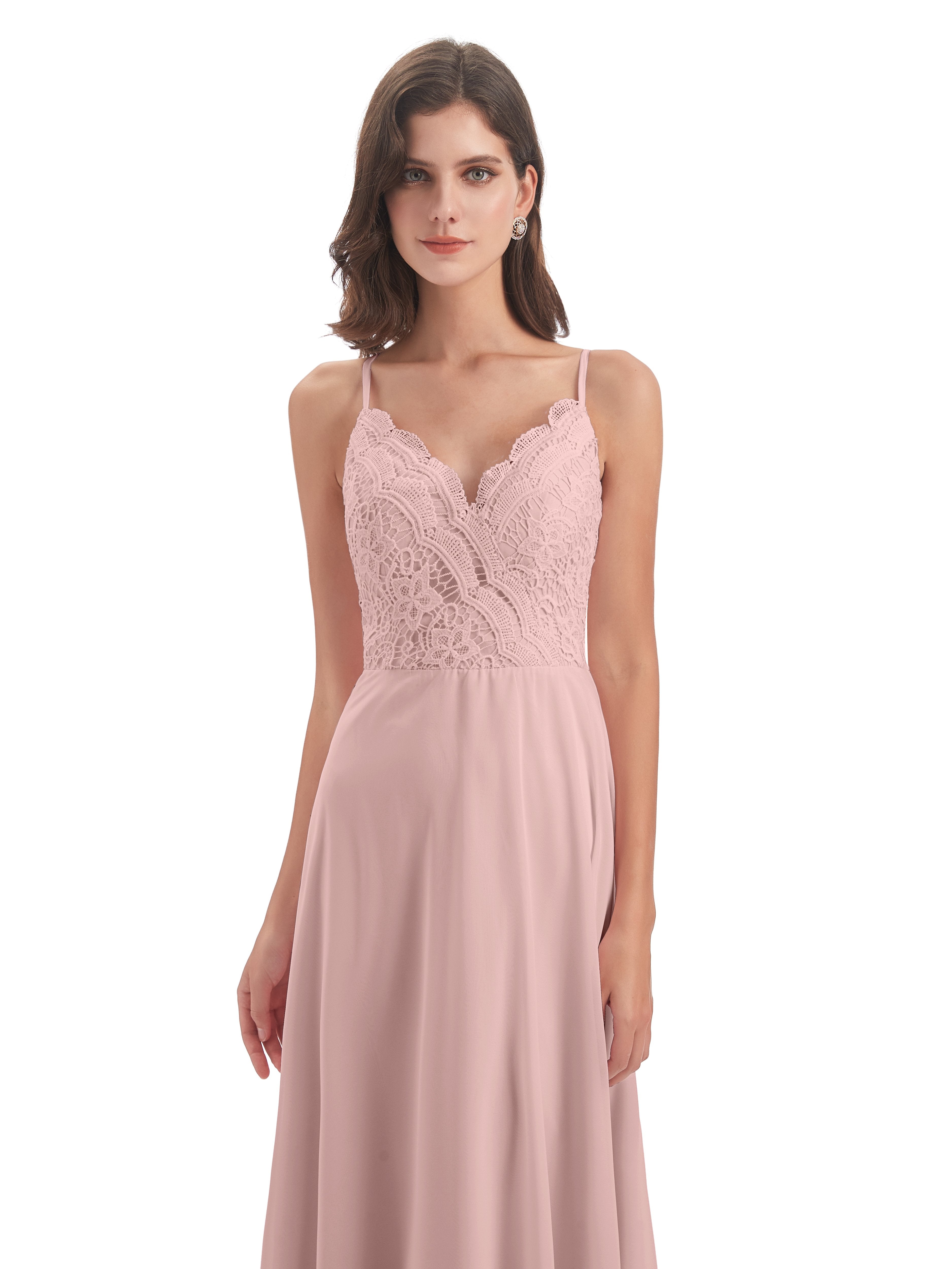 Alisa Spaghetti Straps Lace Bridesmaid Dresses