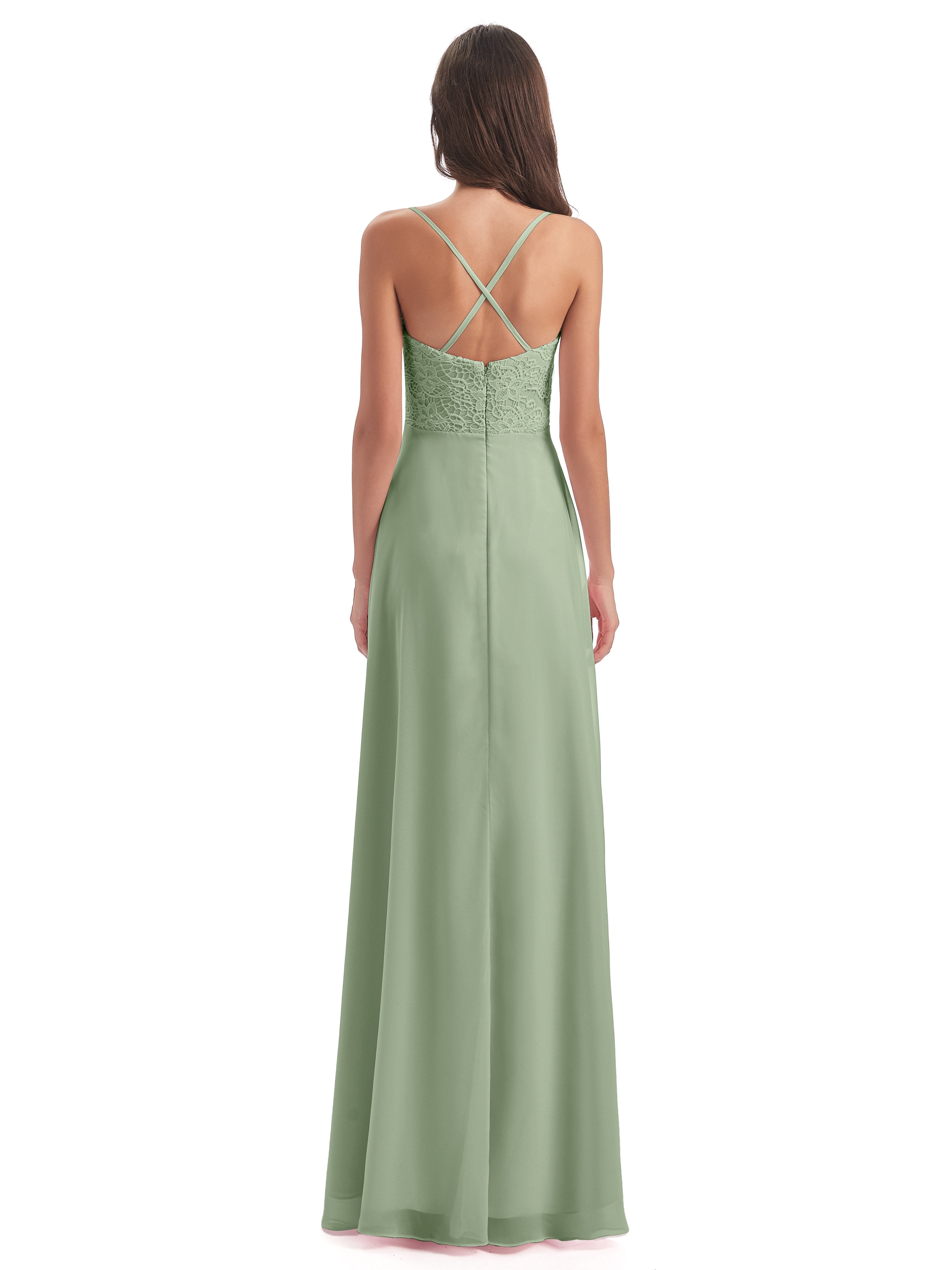 Alisa Spaghetti Straps Lace Bridesmaid Dresses