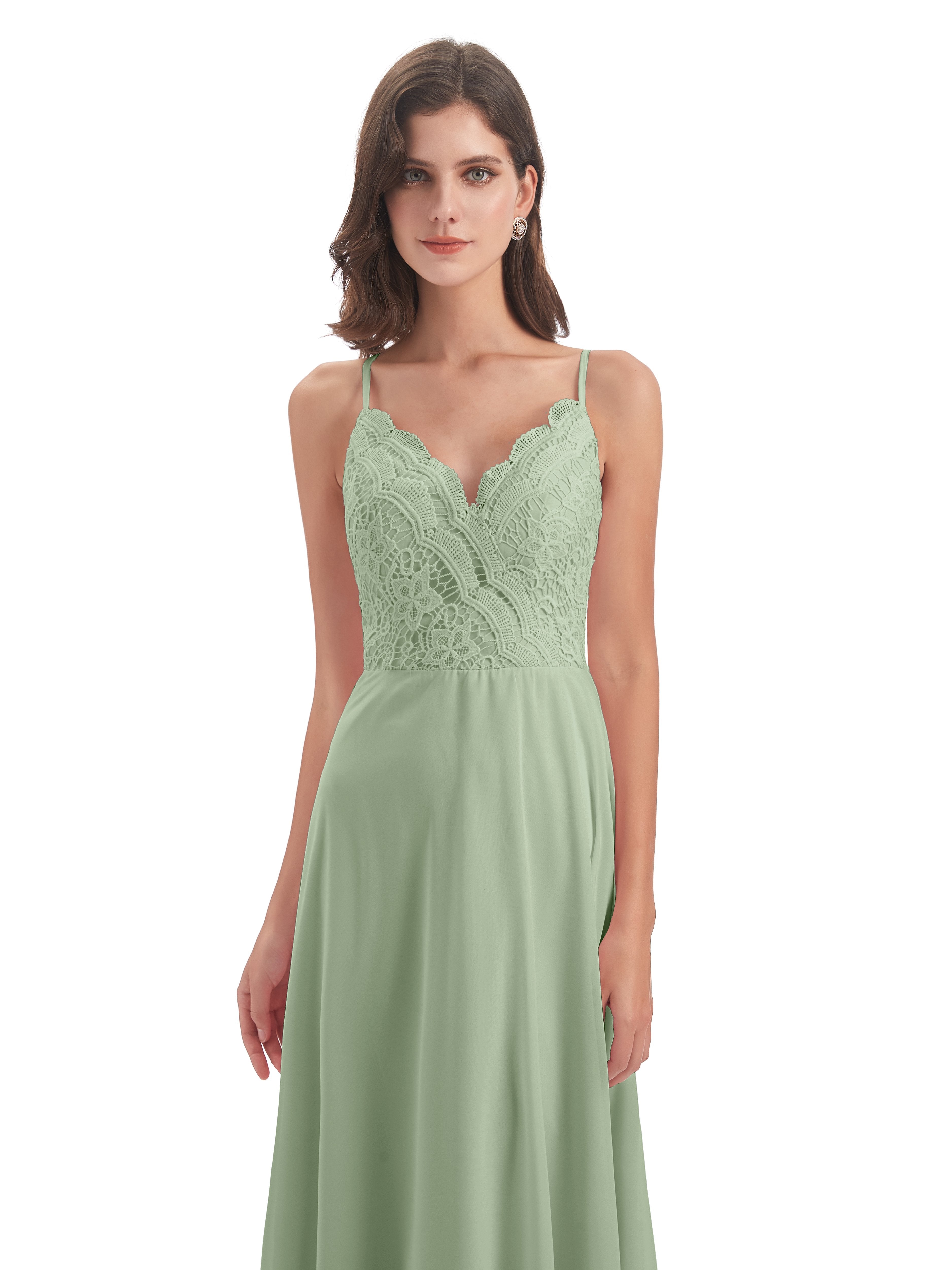 Alisa Spaghetti Straps Lace Bridesmaid Dresses