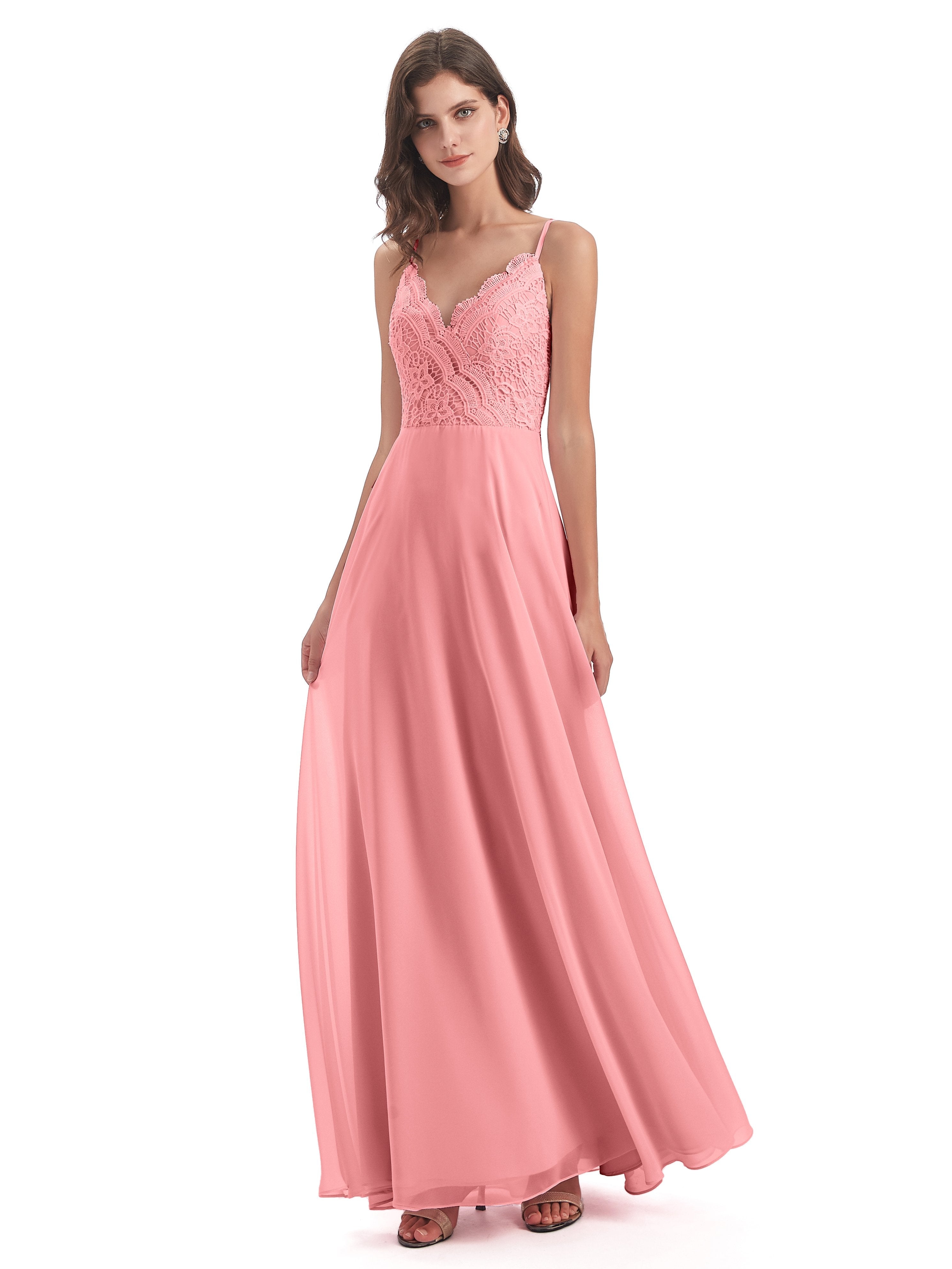 Alisa Spaghetti Straps Lace Bridesmaid Dresses