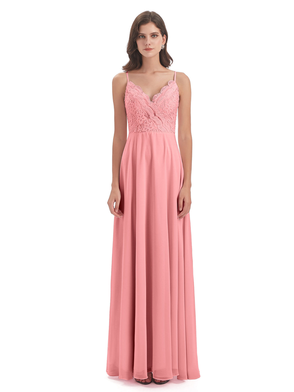 Alisa Spaghetti Straps Lace Bridesmaid Dresses