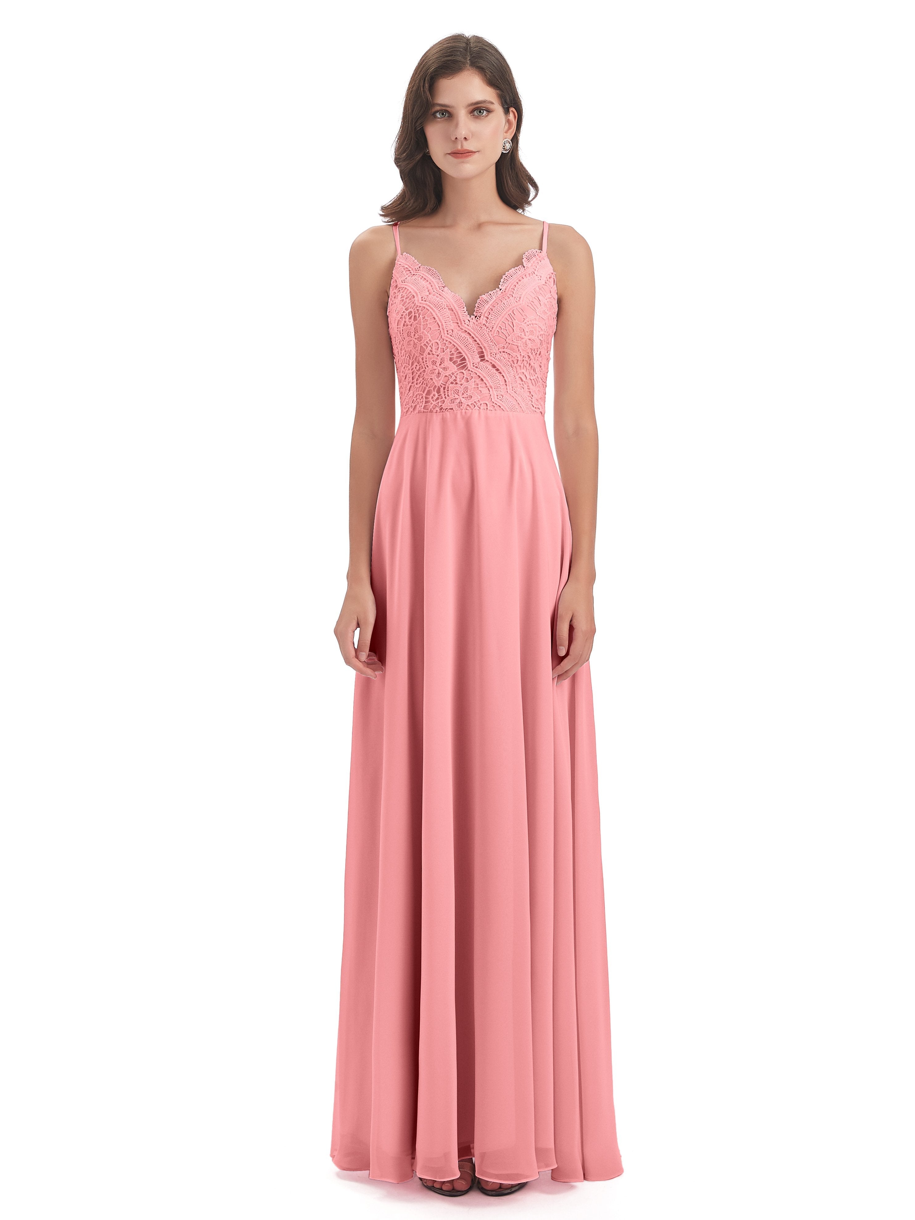 Alisa Spaghetti Straps Lace Bridesmaid Dresses