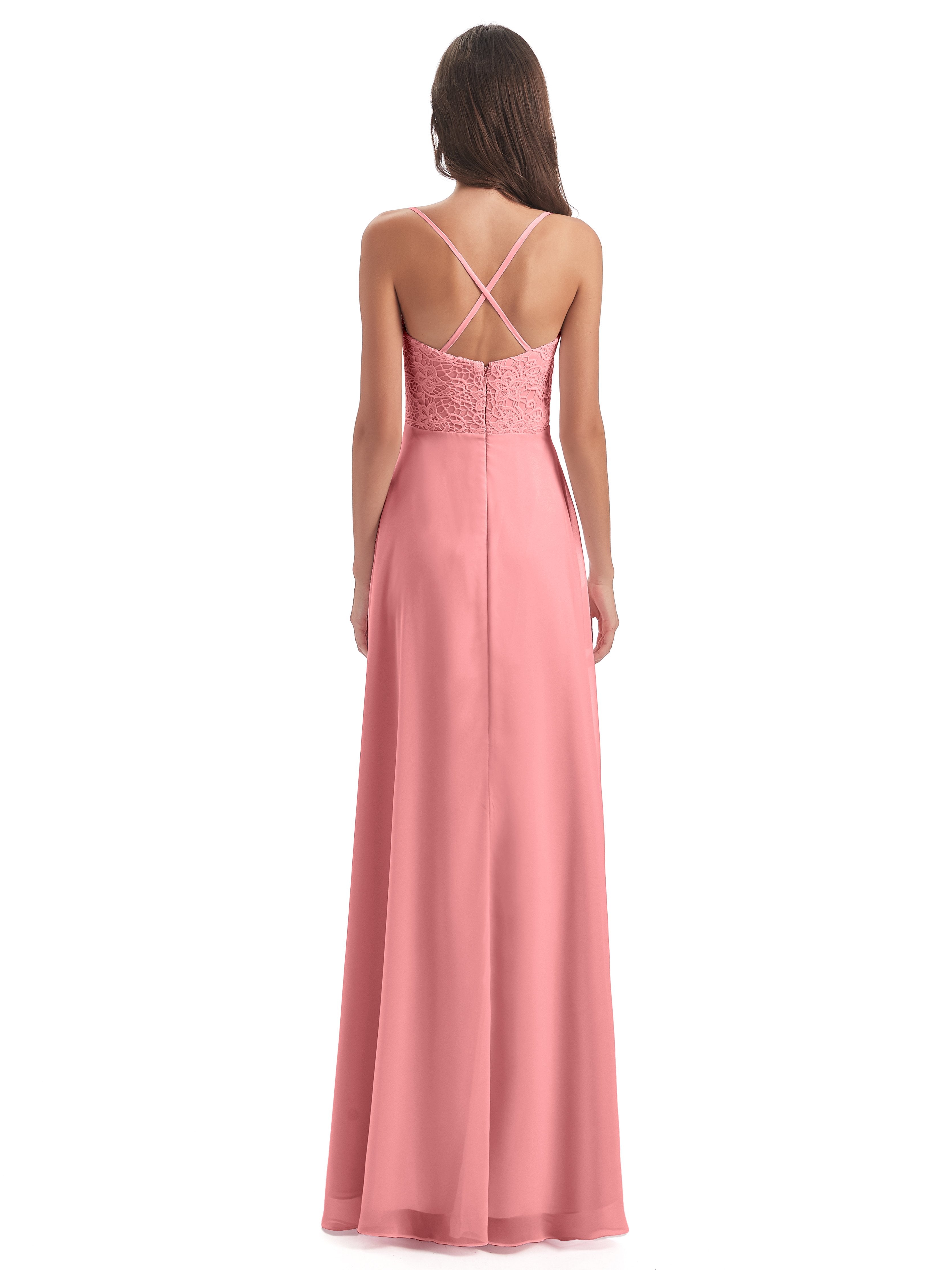 Alisa Spaghetti Straps Lace Bridesmaid Dresses