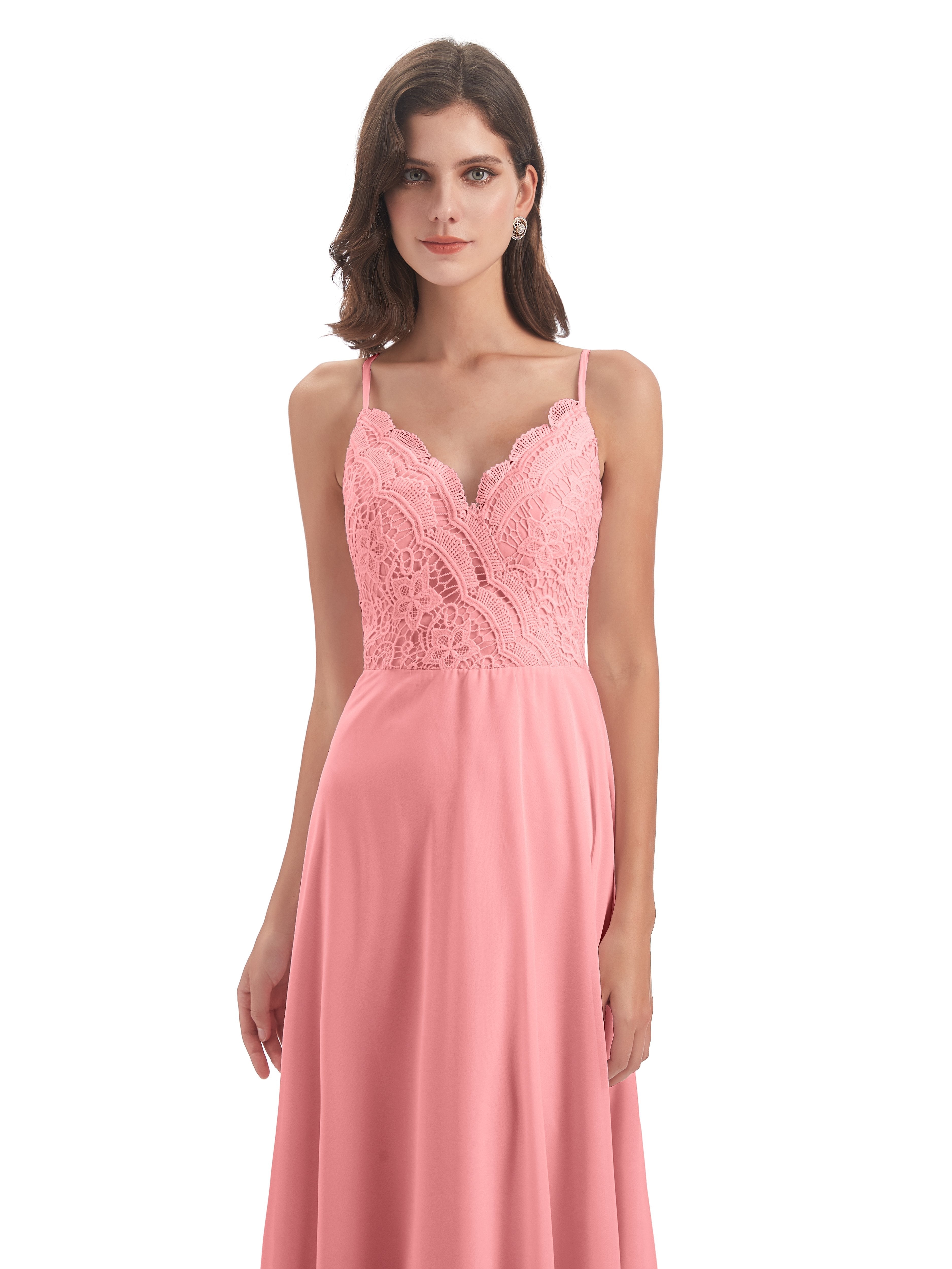 Alisa Spaghetti Straps Lace Bridesmaid Dresses