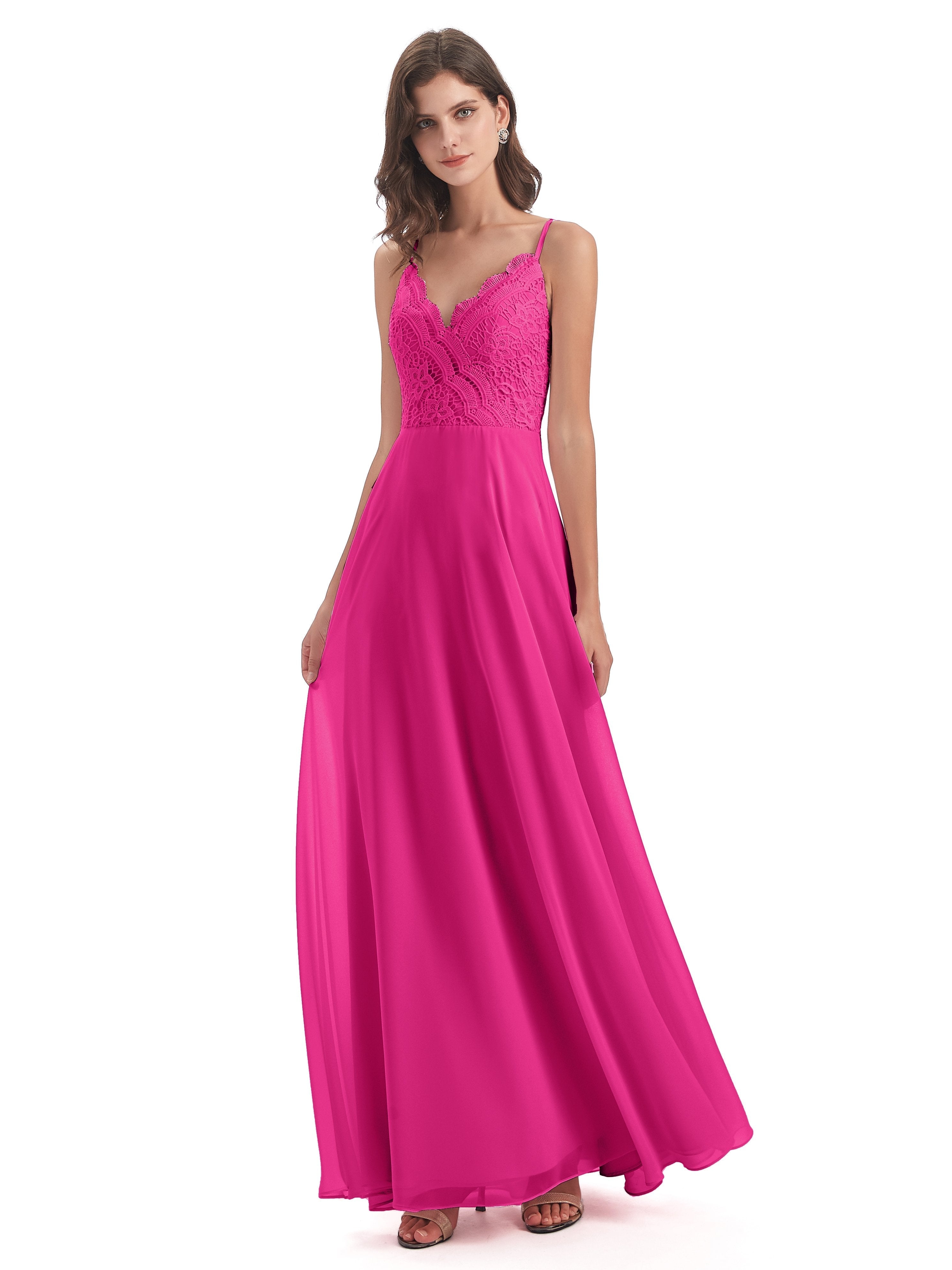 Alisa Spaghetti Straps Lace Bridesmaid Dresses