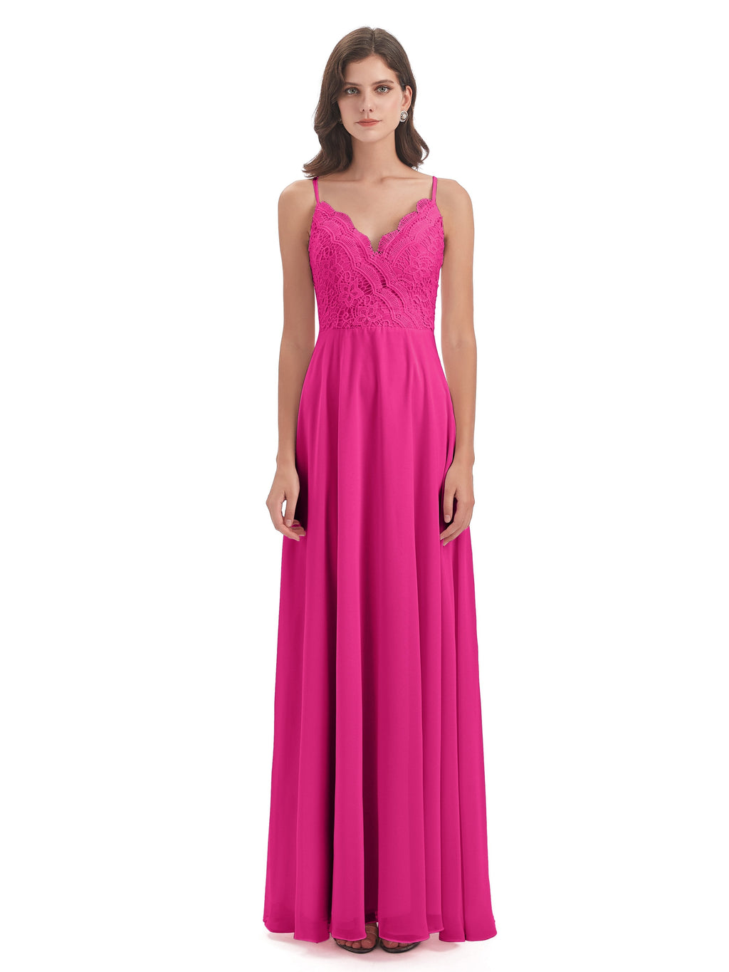 Alisa Spaghetti Straps Lace Bridesmaid Dresses