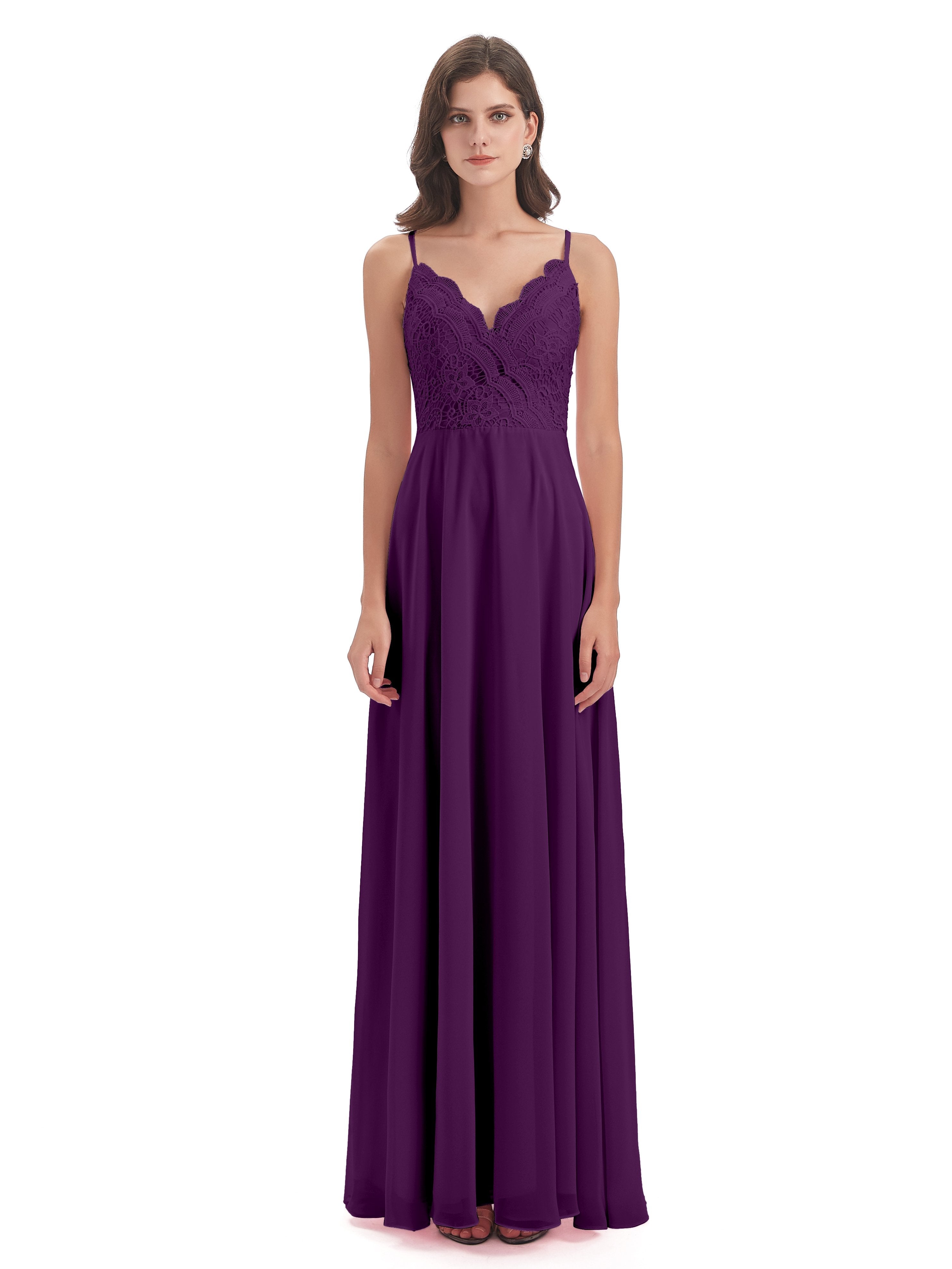 Alisa Spaghetti Straps Lace Bridesmaid Dresses