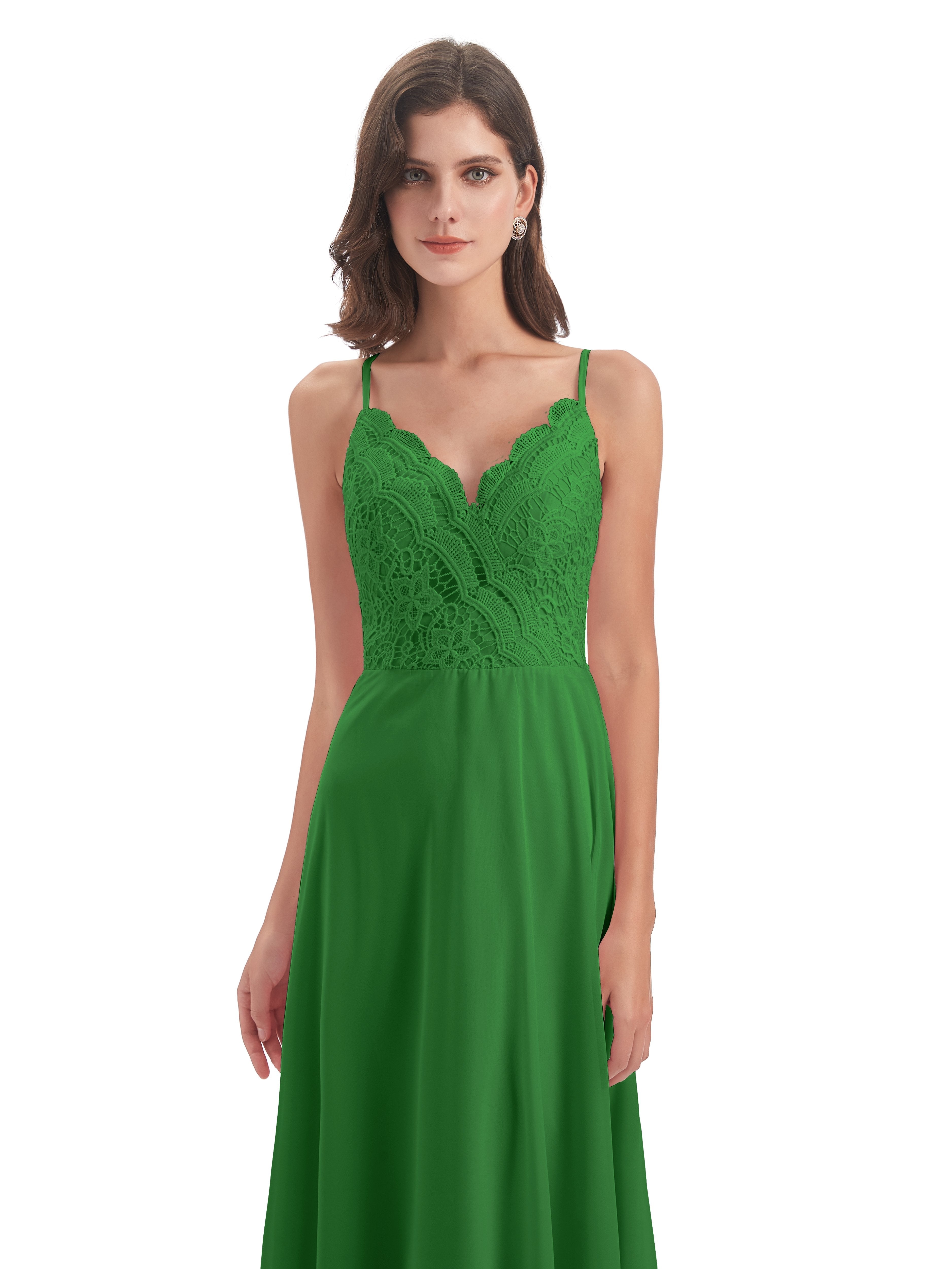 Alisa Spaghetti Straps Lace Bridesmaid Dresses