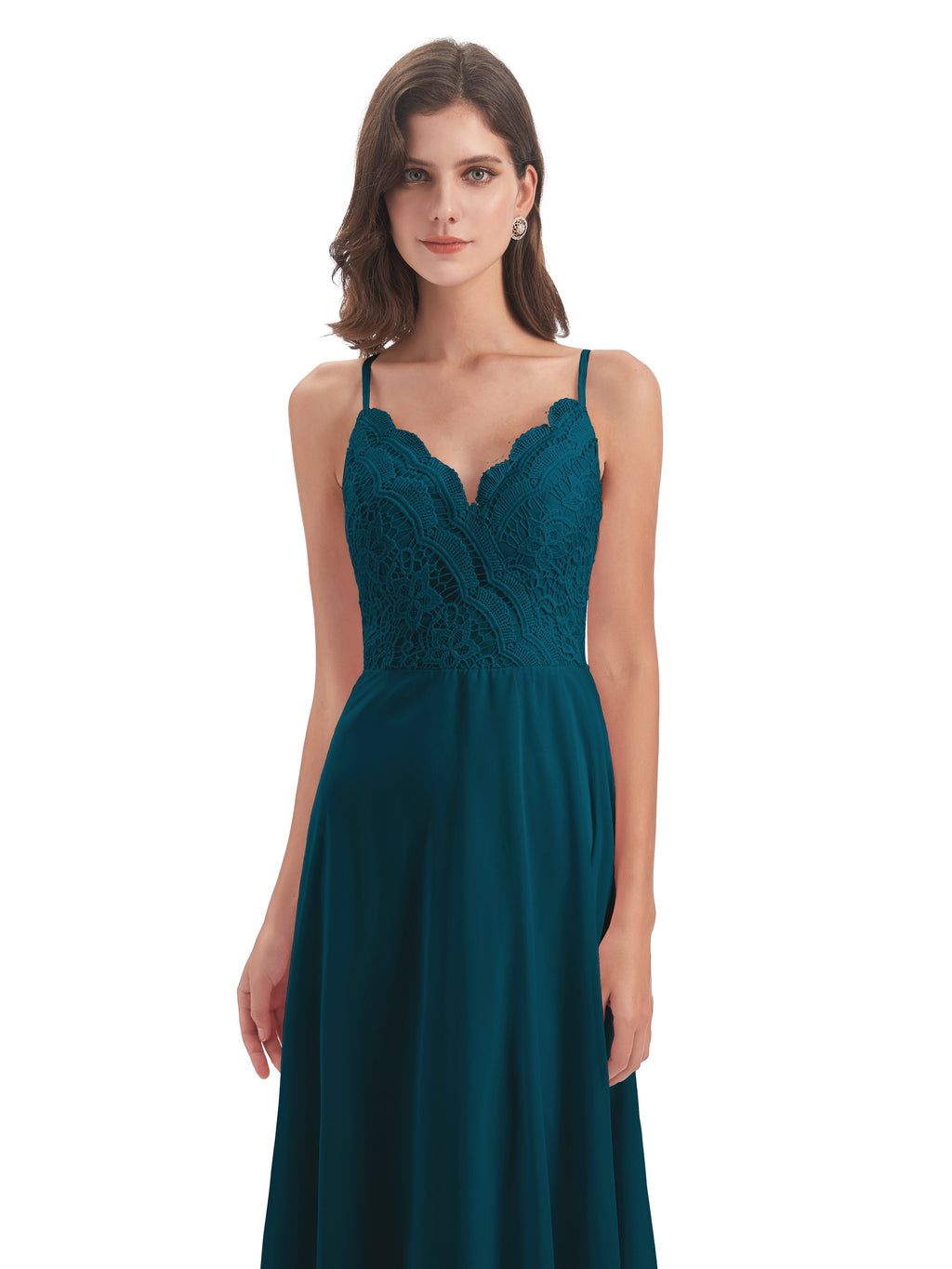 Alisa Spaghetti Straps Lace Bridesmaid Dresses