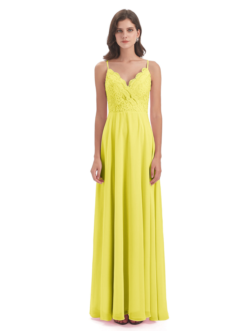 Alisa Spaghetti Straps Lace Bridesmaid Dresses