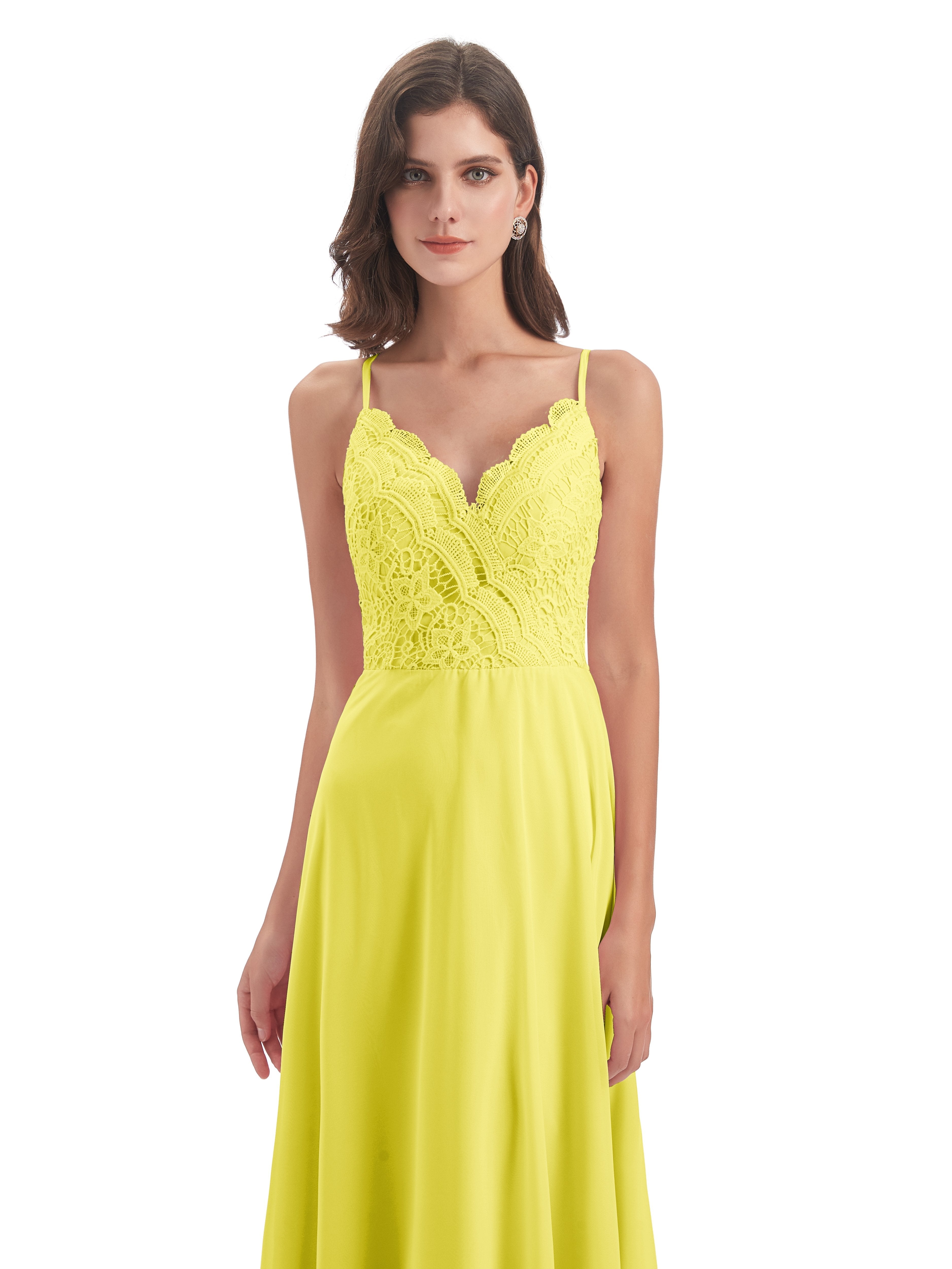 Alisa Spaghetti Straps Lace Bridesmaid Dresses