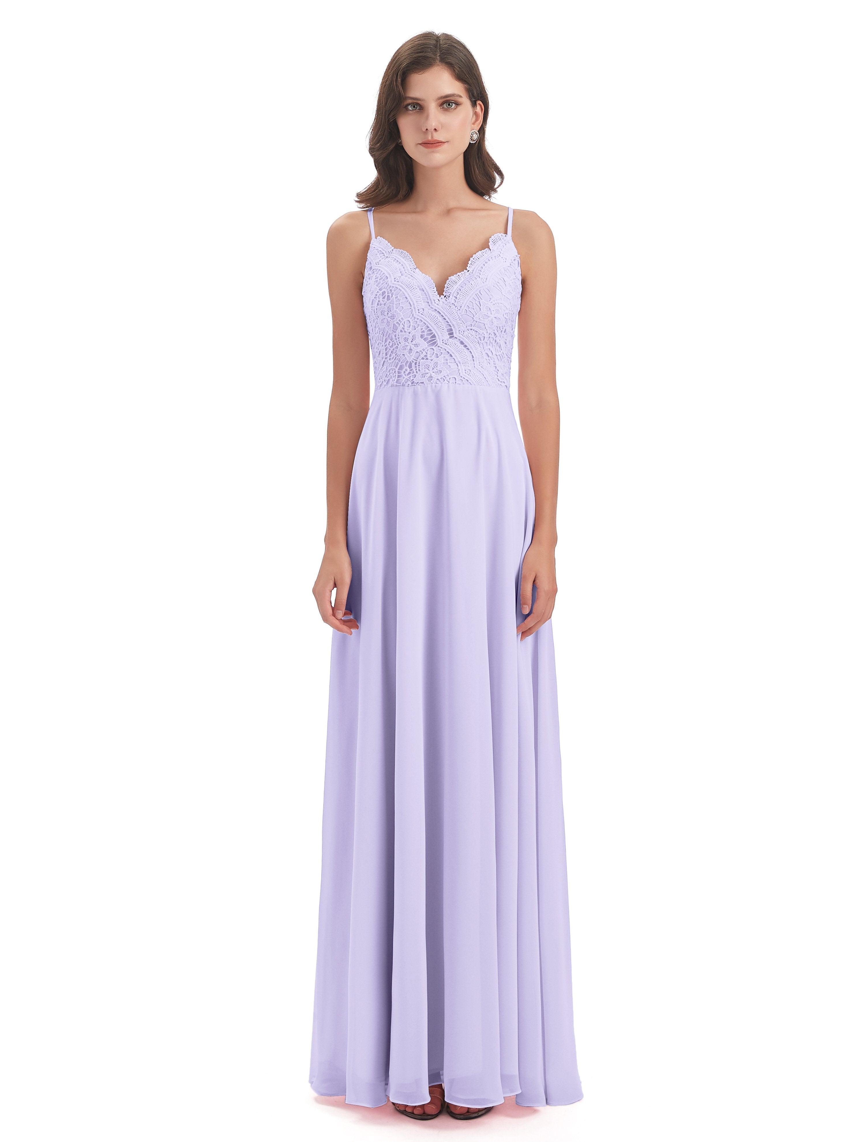 Alisa Spaghetti Straps Lace Bridesmaid Dresses