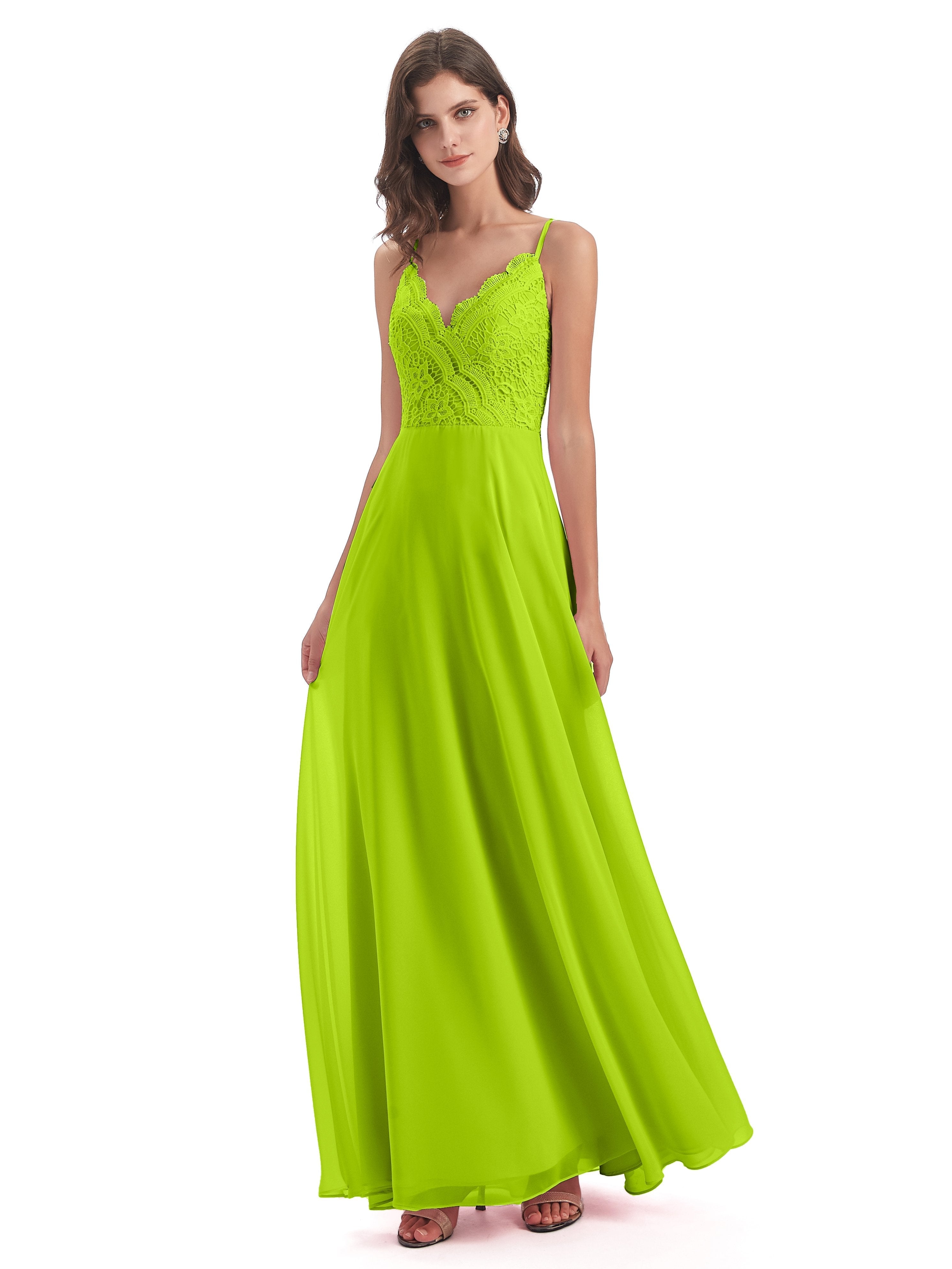 Alisa Spaghetti Straps Lace Bridesmaid Dresses