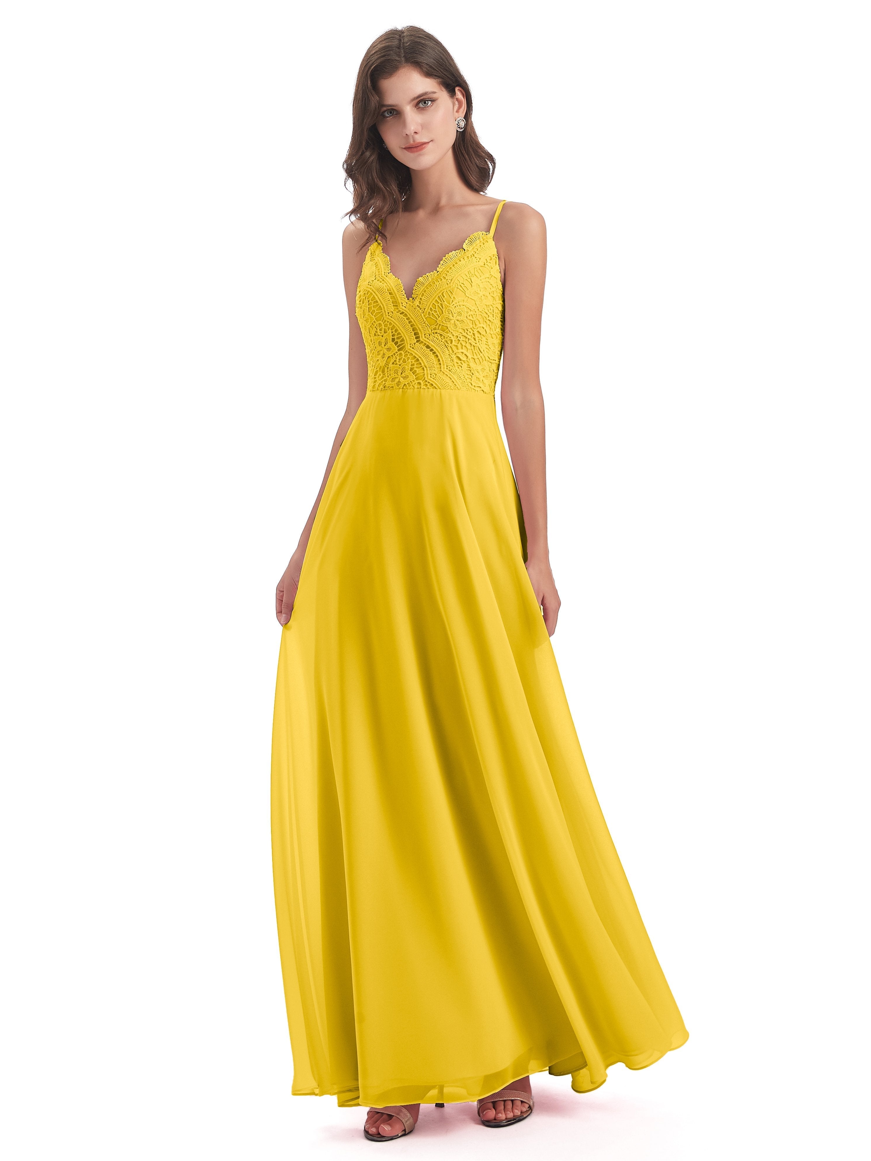 Alisa Spaghetti Straps Lace Bridesmaid Dresses