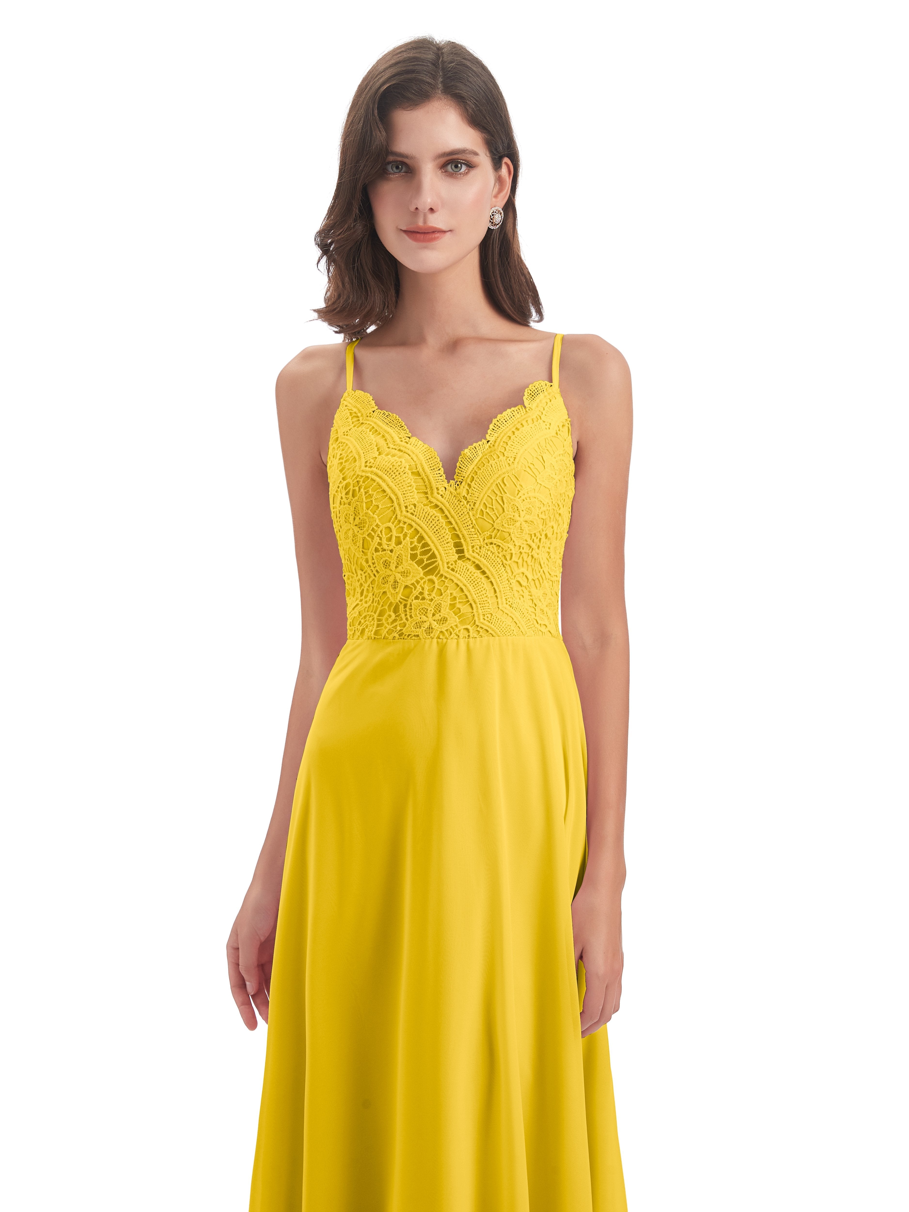 Alisa Spaghetti Straps Lace Bridesmaid Dresses
