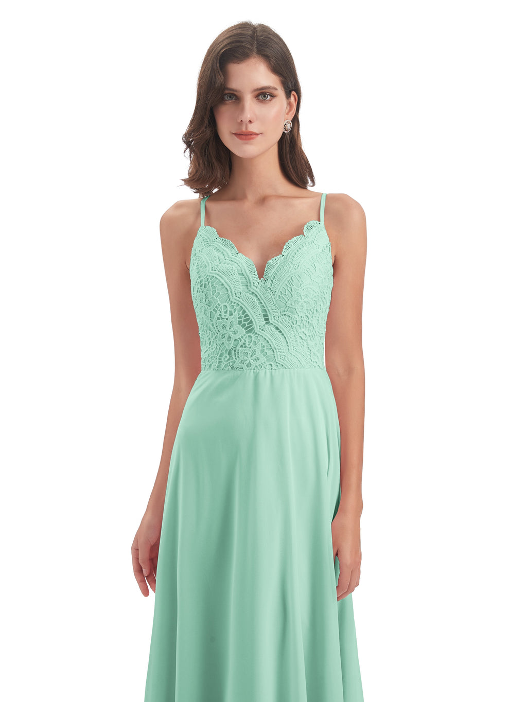 Alisa Spaghetti Straps Lace Bridesmaid Dresses