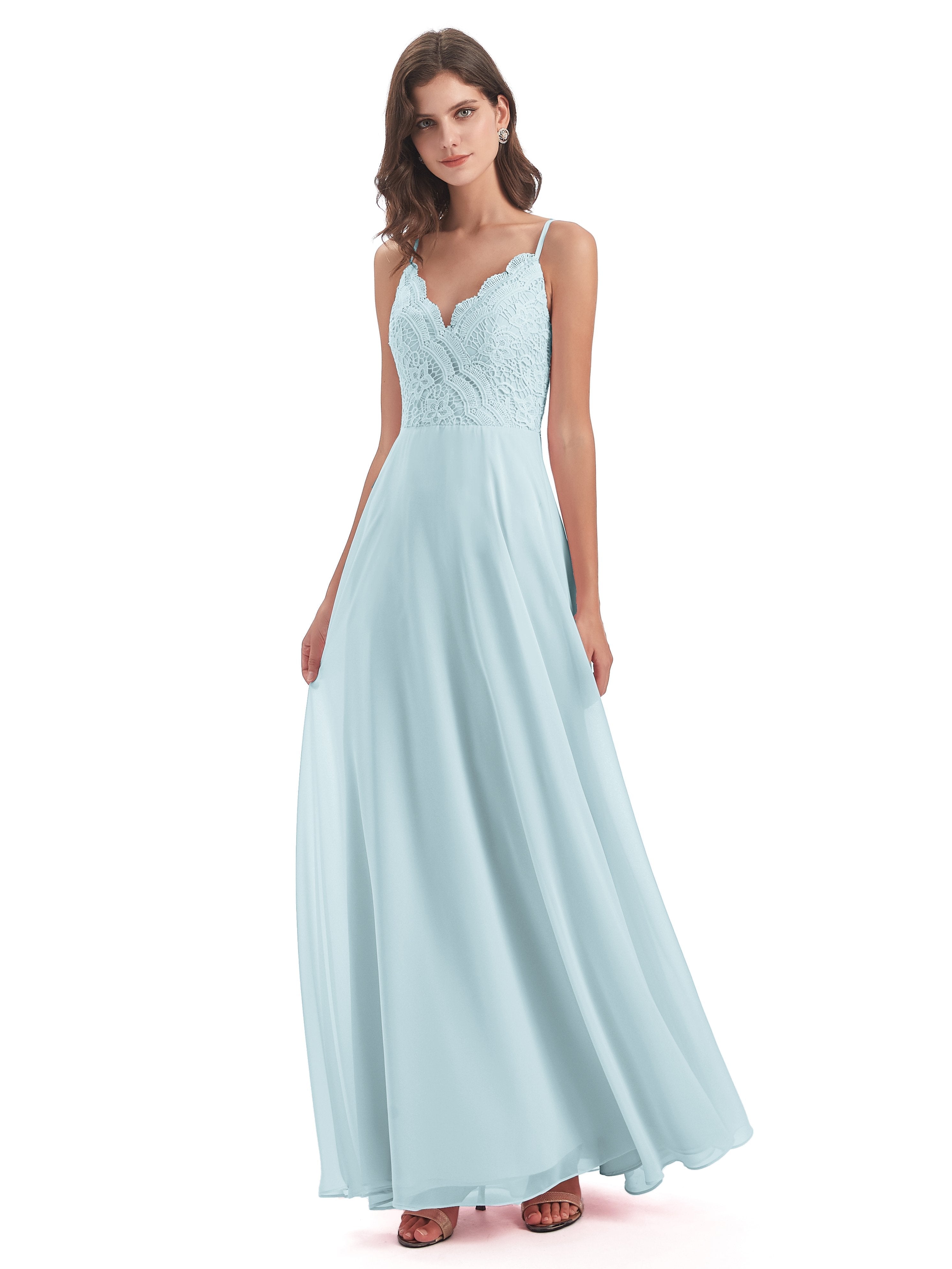 Alisa Spaghetti Straps Lace Bridesmaid Dresses