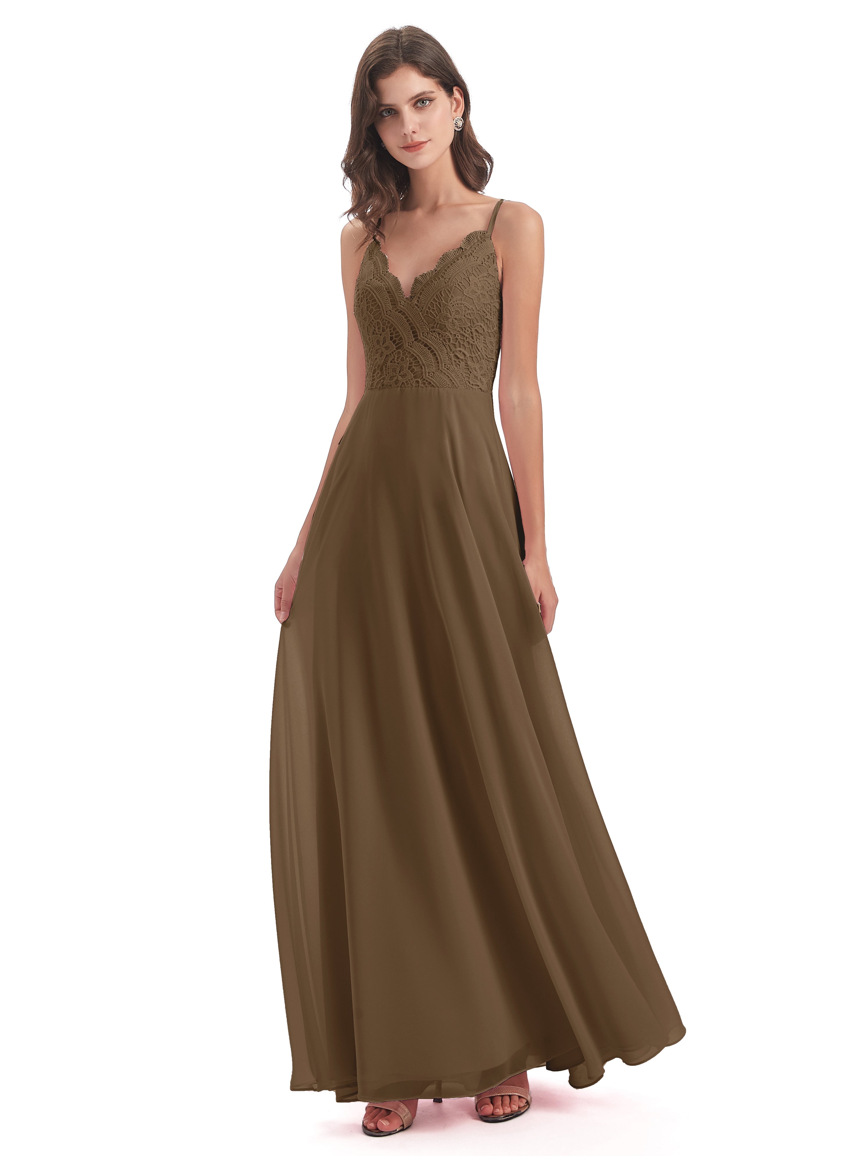 Alisa Spaghetti Straps Lace Bridesmaid Dresses