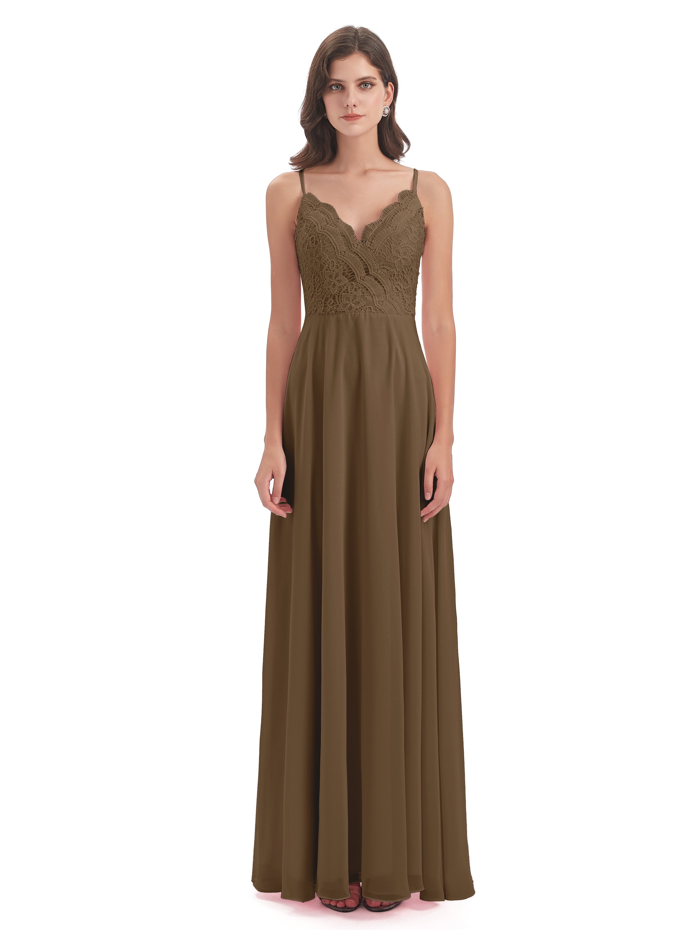 Alisa Spaghetti Straps Lace Bridesmaid Dresses