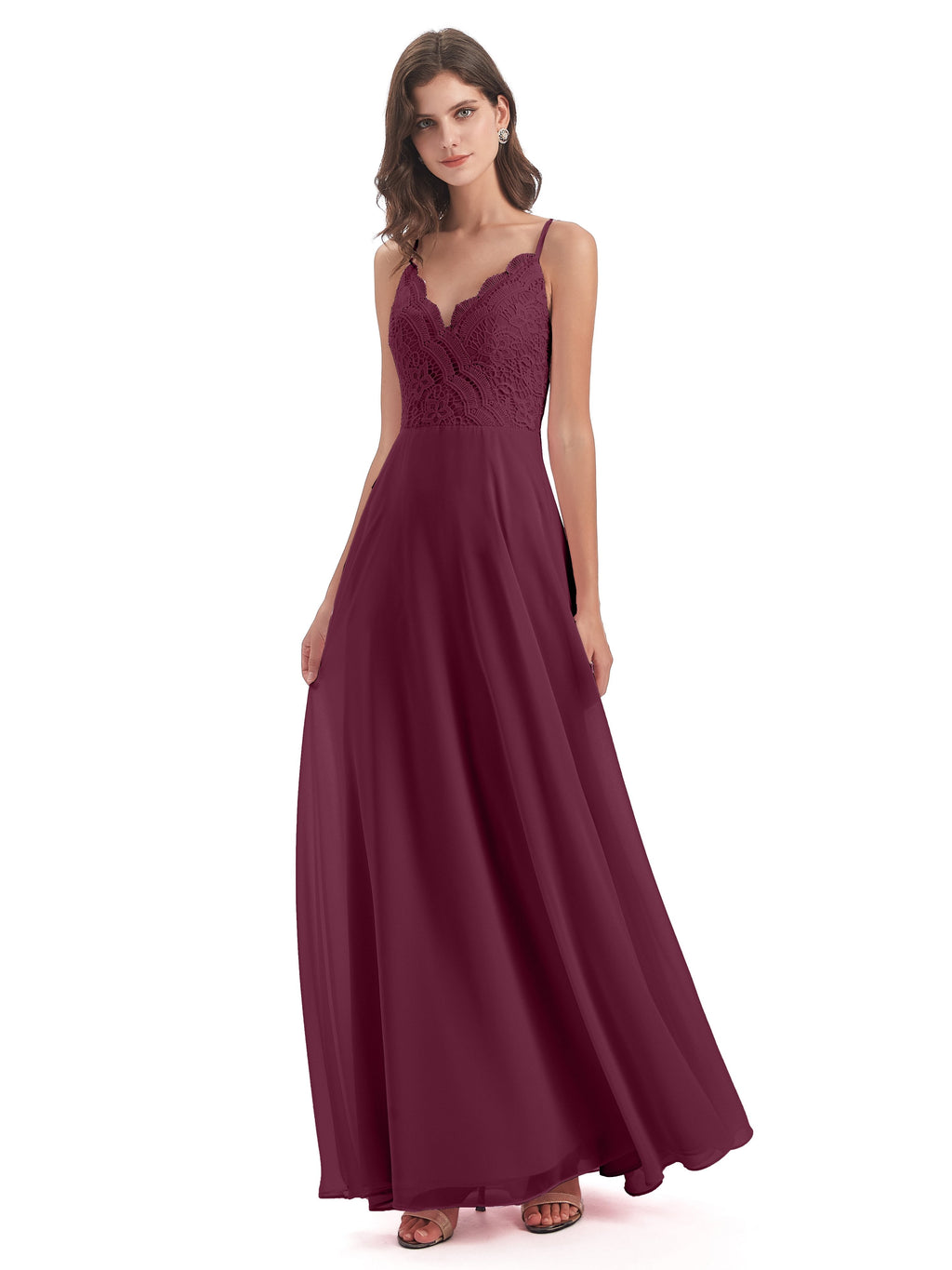 Alisa Spaghetti Straps Lace Bridesmaid Dresses