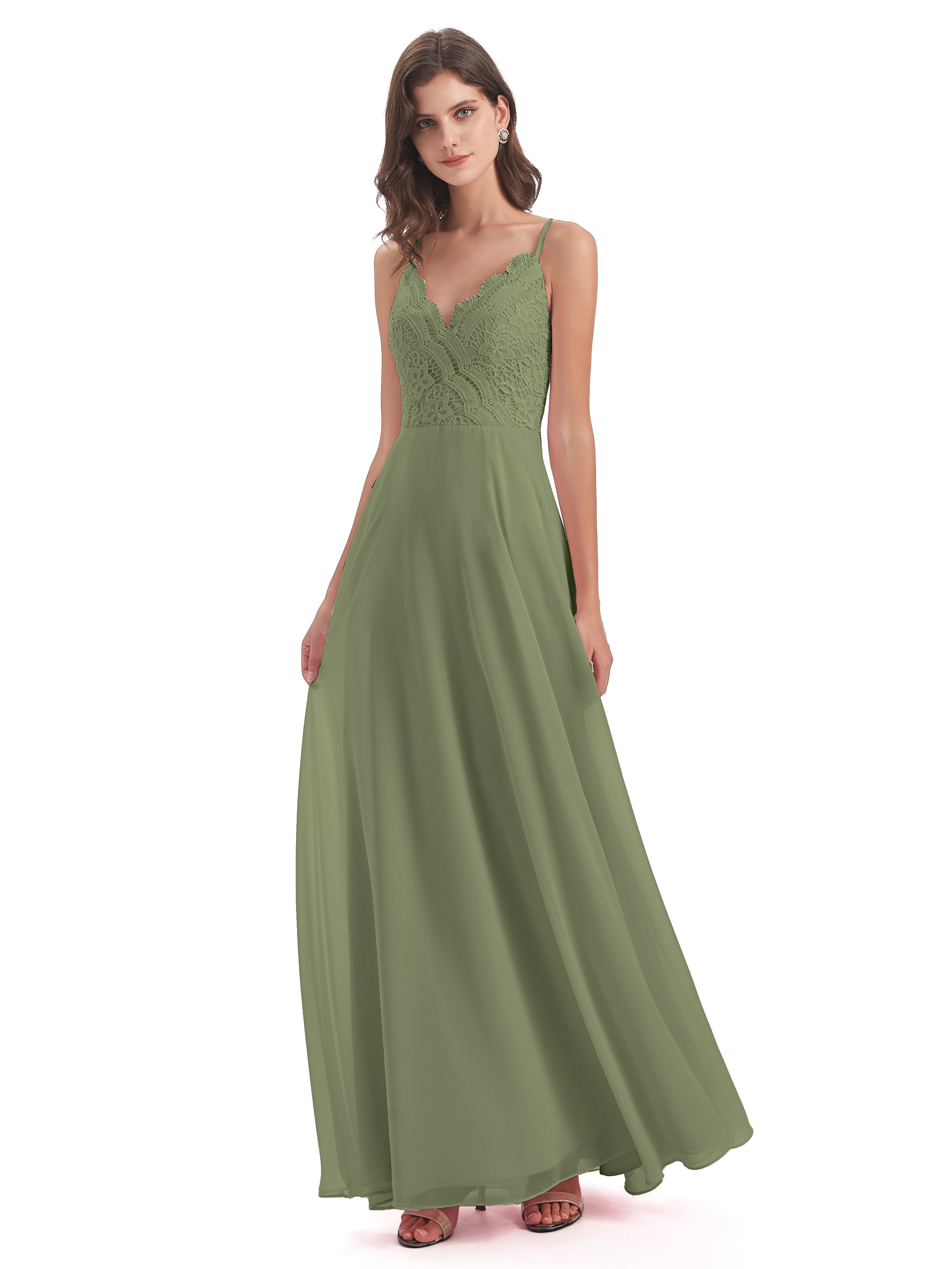Alisa Spaghetti Straps Lace Bridesmaid Dresses
