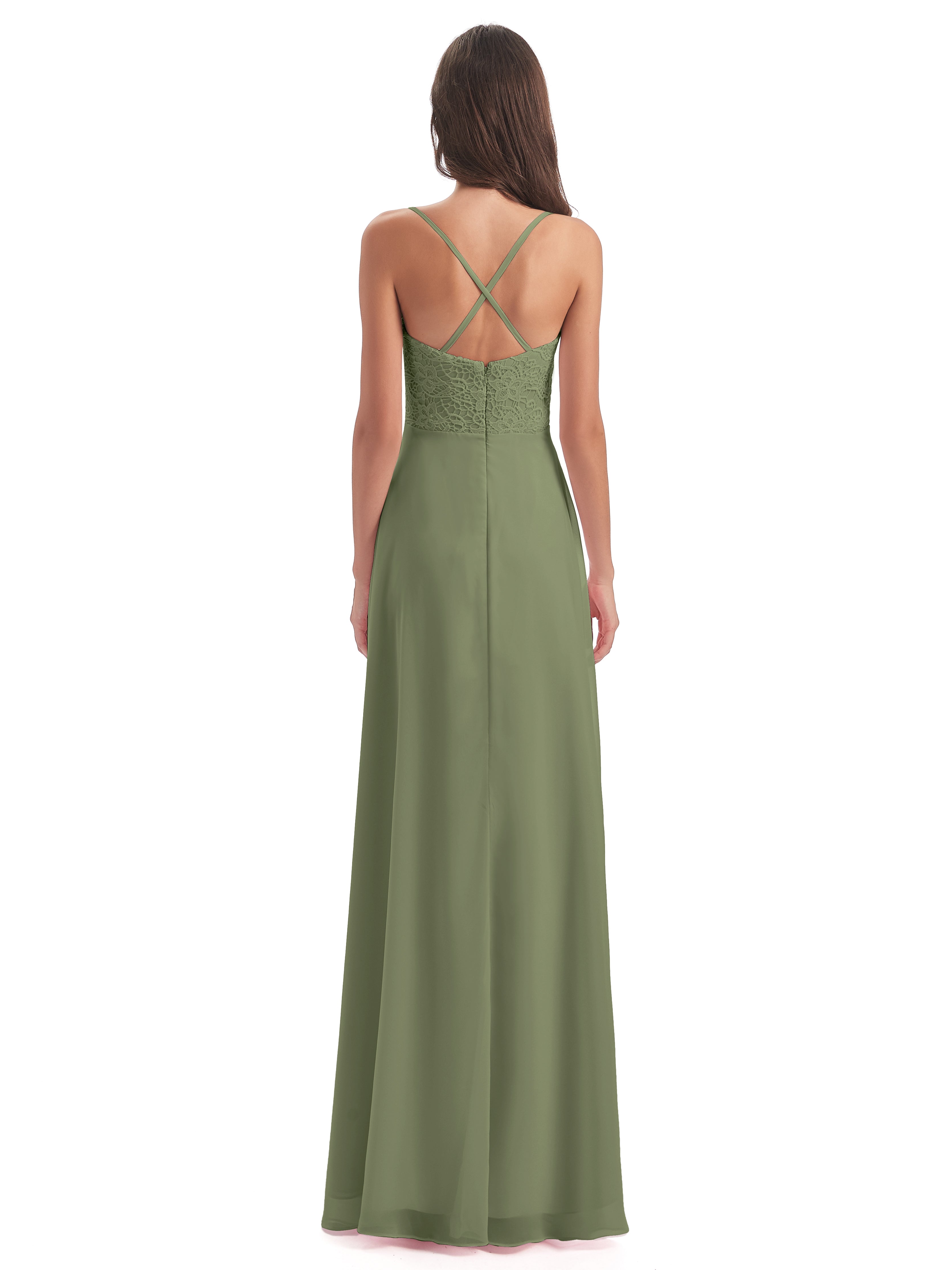 Alisa Spaghetti Straps Lace Bridesmaid Dresses