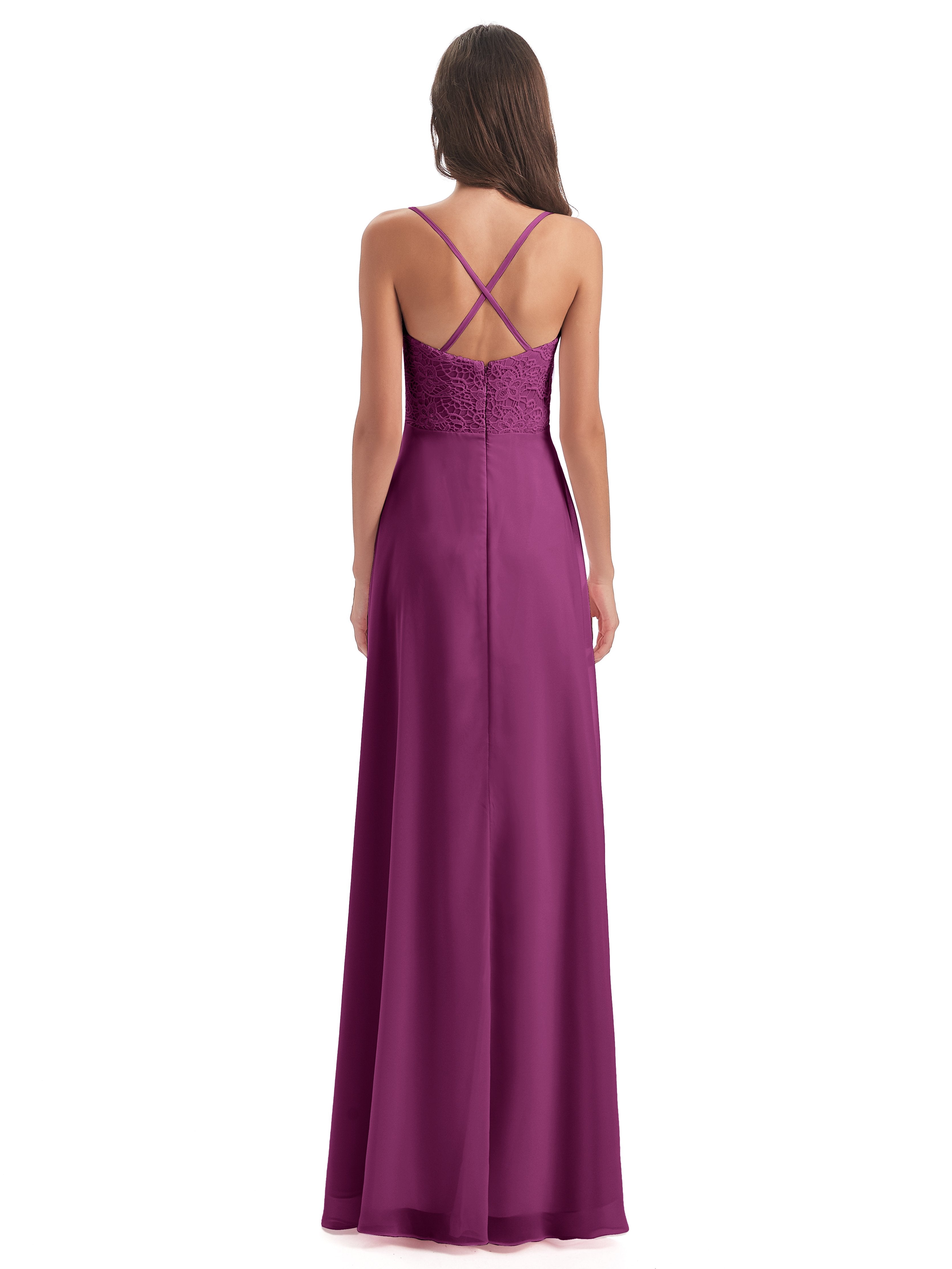 Alisa Spaghetti Straps Lace Bridesmaid Dresses