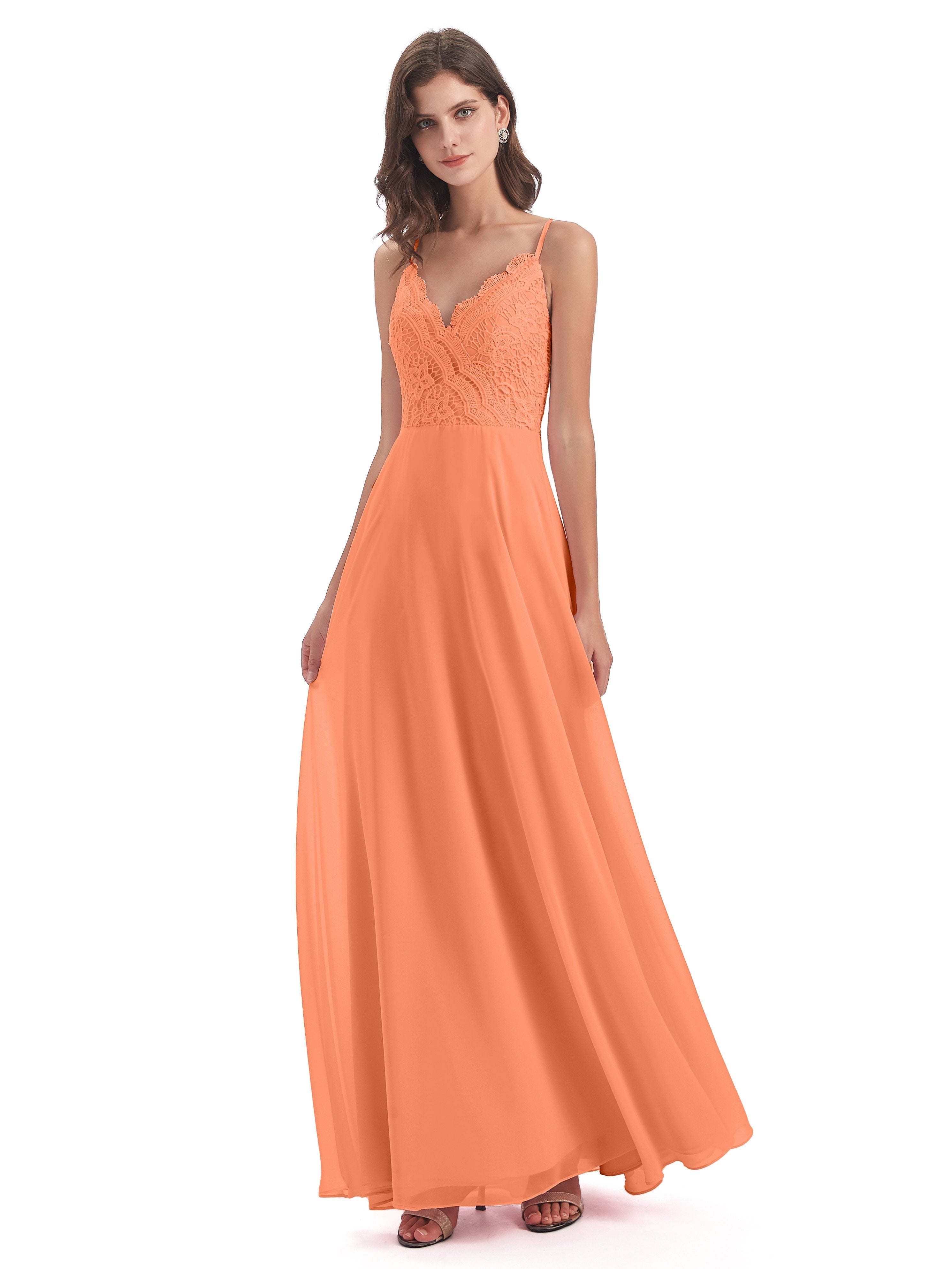 Alisa Spaghetti Straps Lace Bridesmaid Dresses