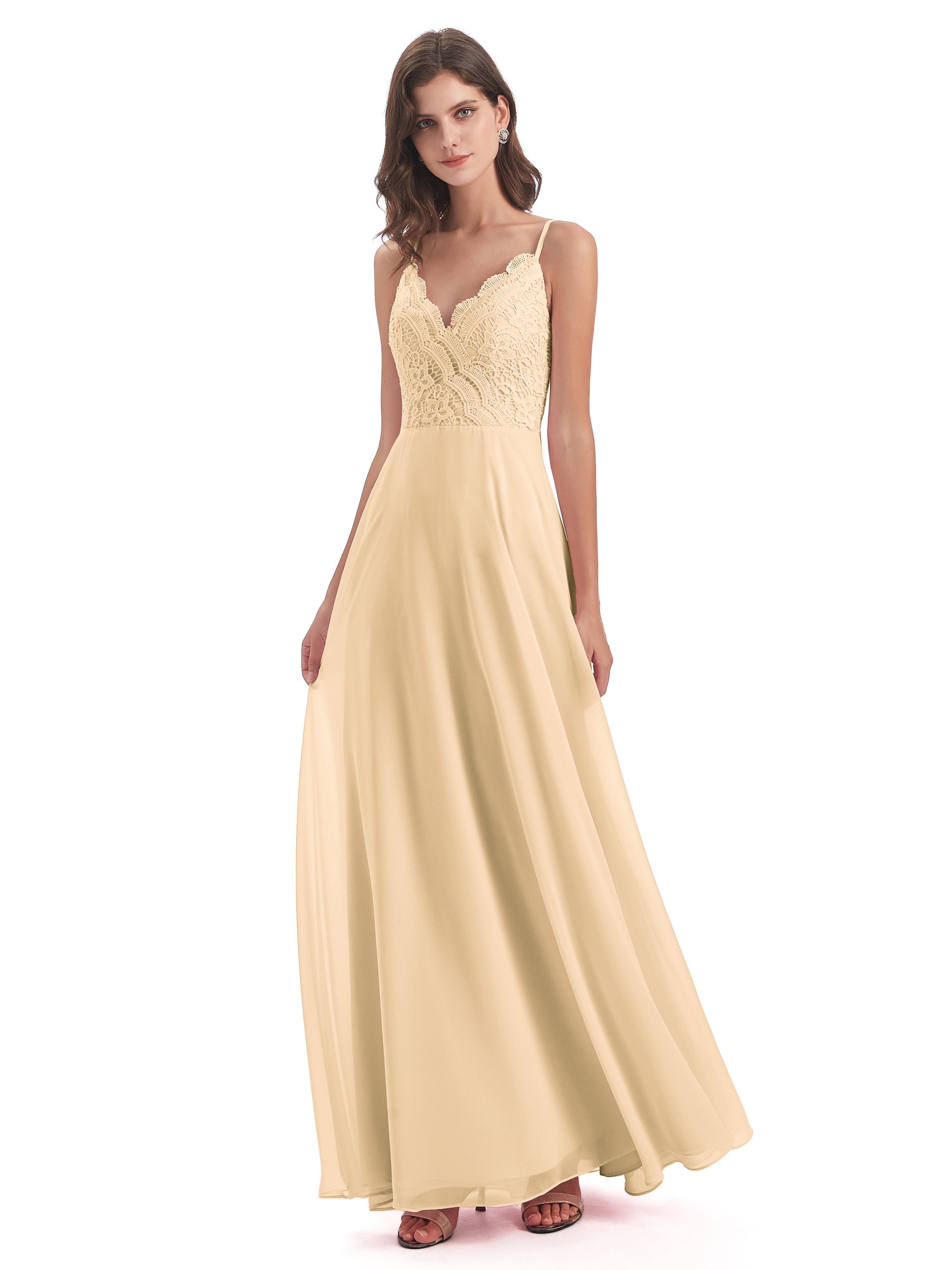 Alisa Spaghetti Straps Lace Bridesmaid Dresses
