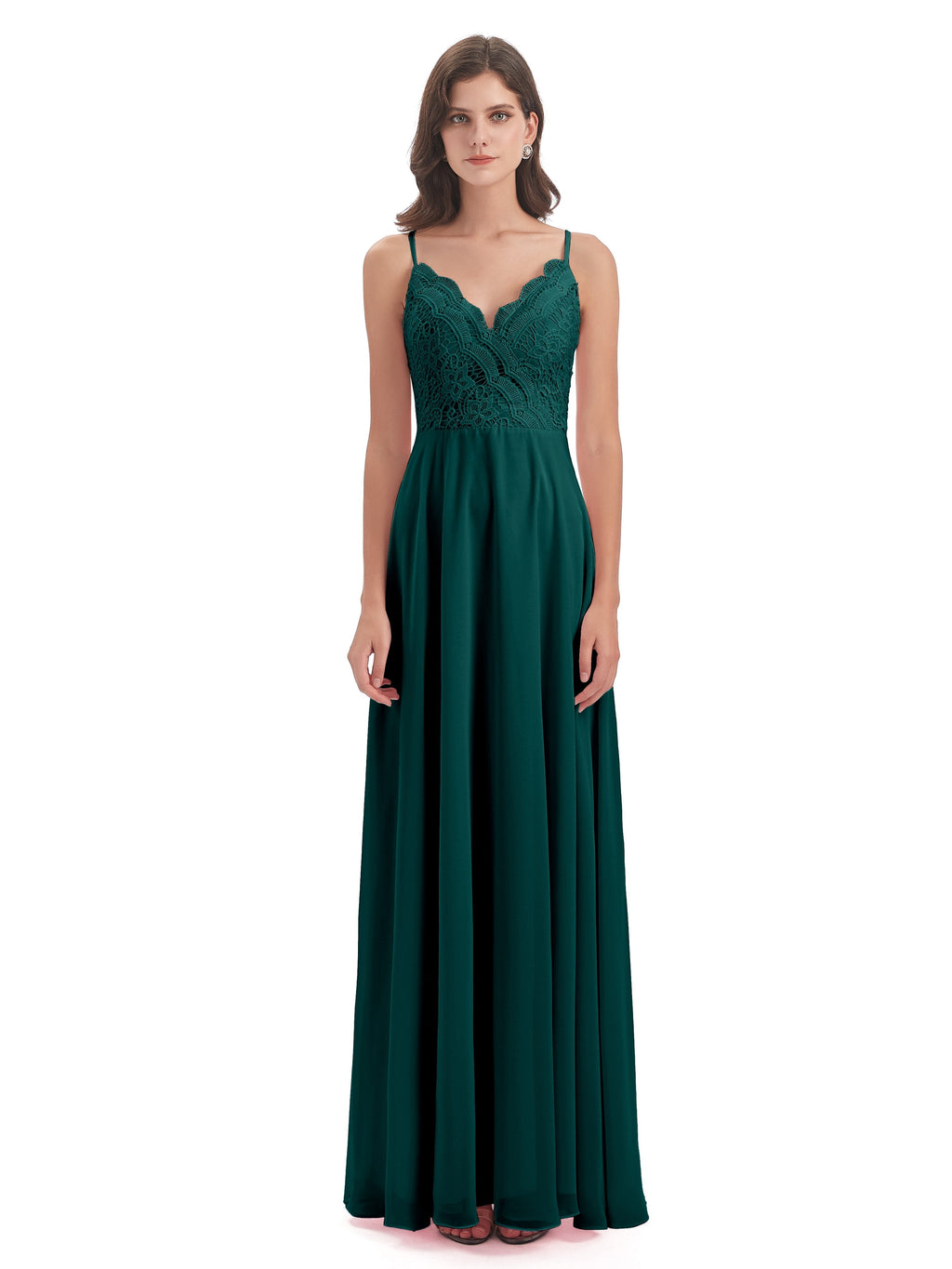 Alisa Spaghetti Straps Lace Bridesmaid Dresses
