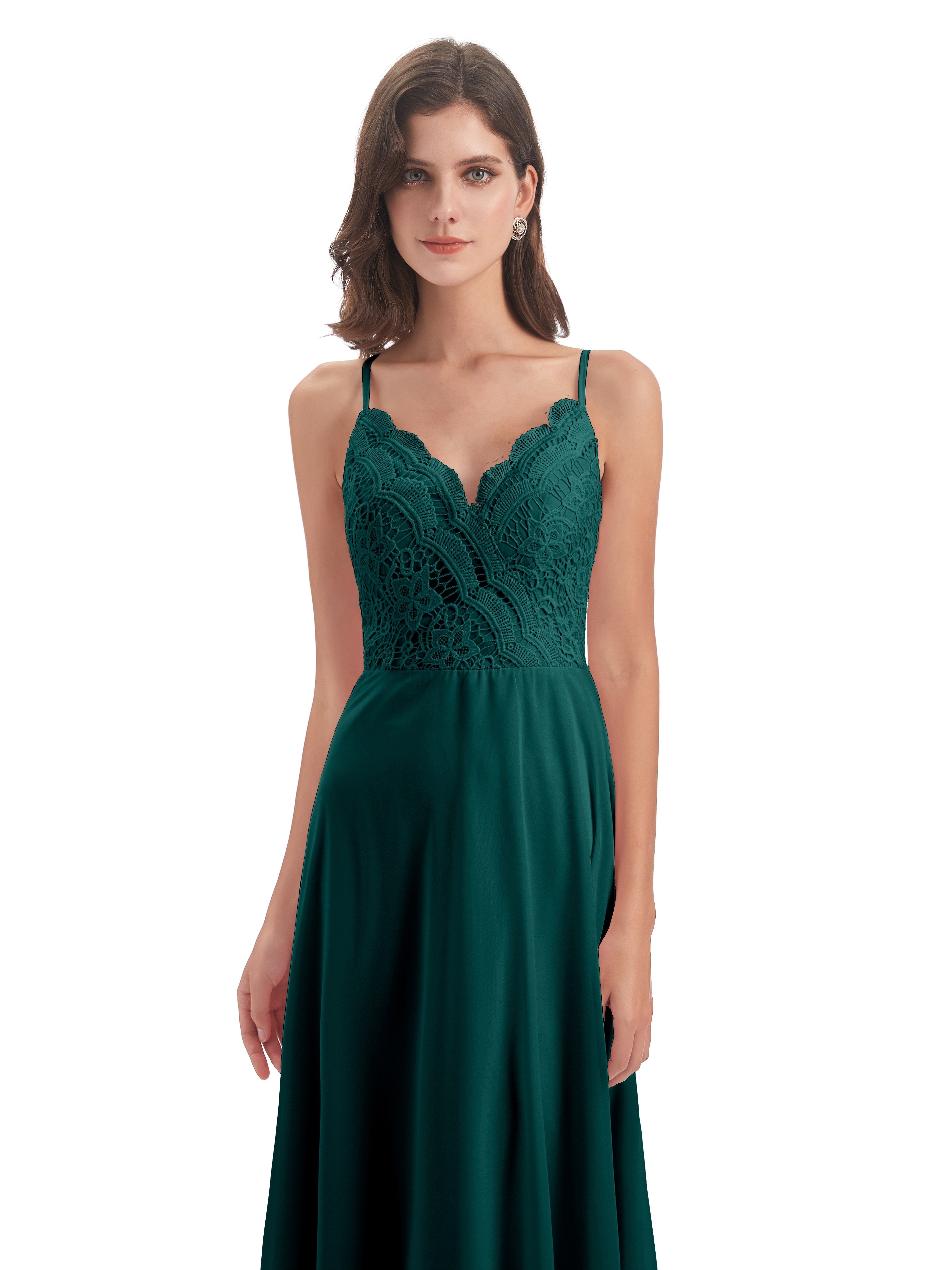 Alisa Spaghetti Straps Lace Bridesmaid Dresses