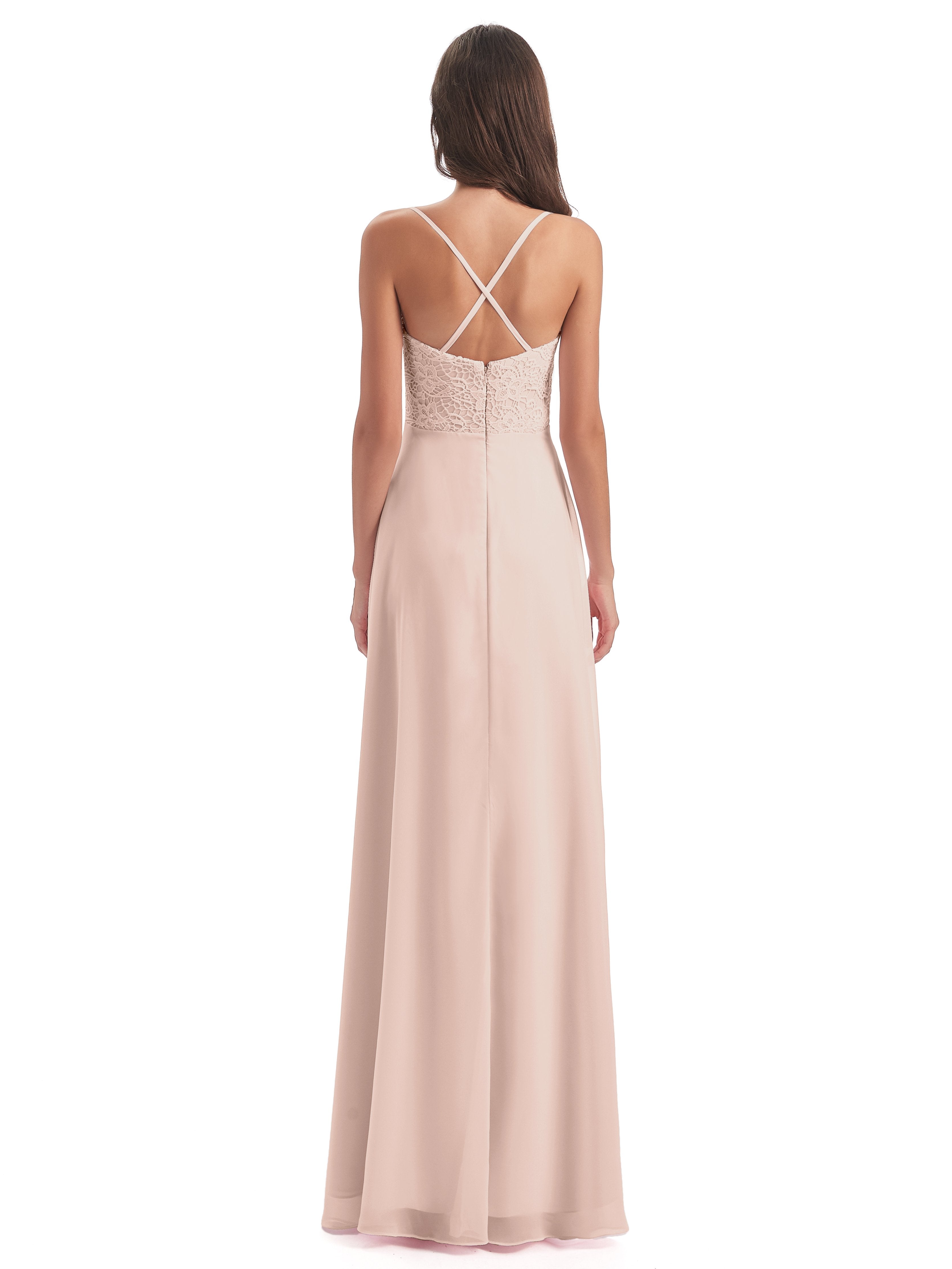 Alisa Spaghetti Straps Lace Bridesmaid Dresses