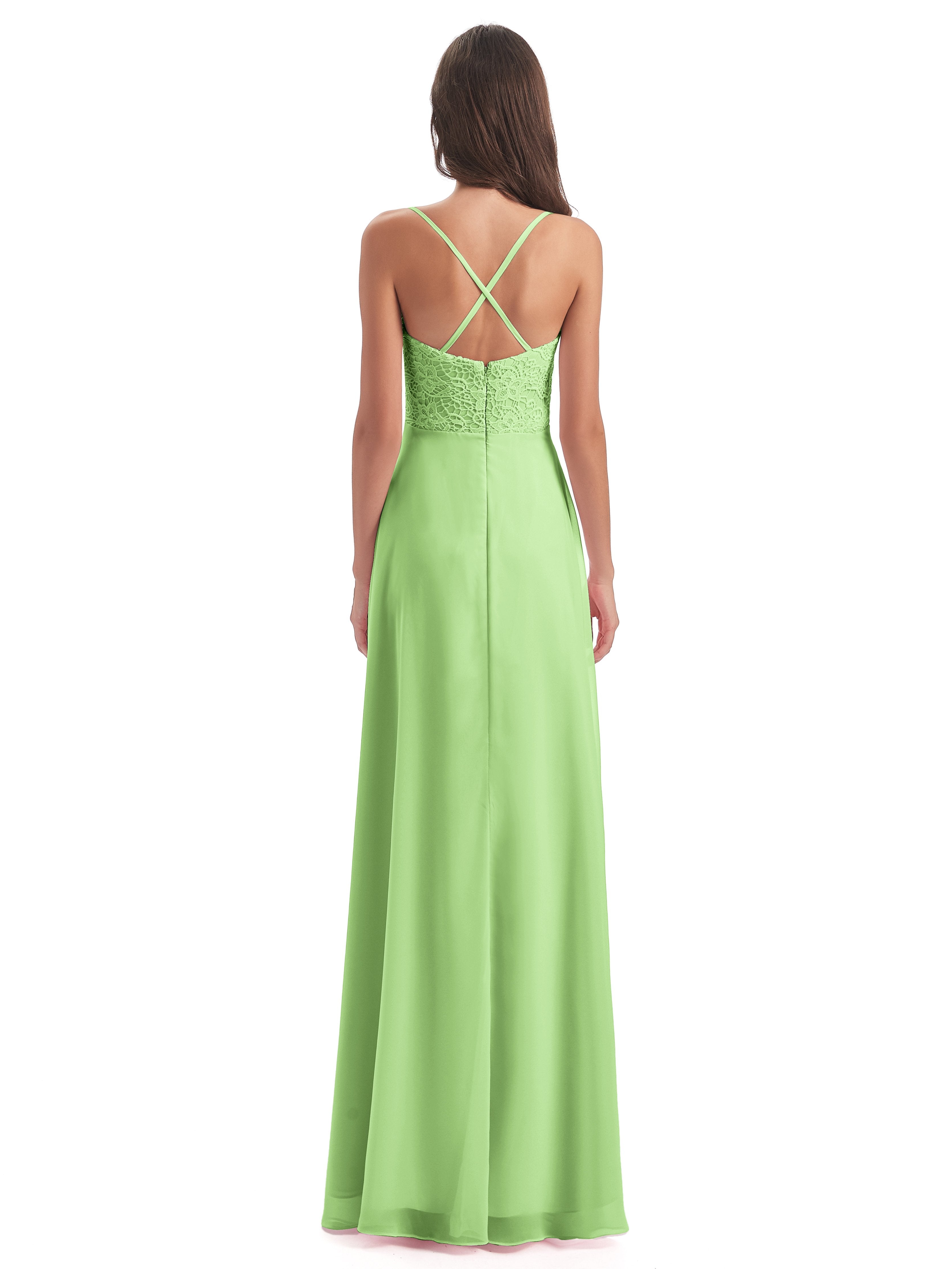 Alisa Spaghetti Straps Lace Bridesmaid Dresses