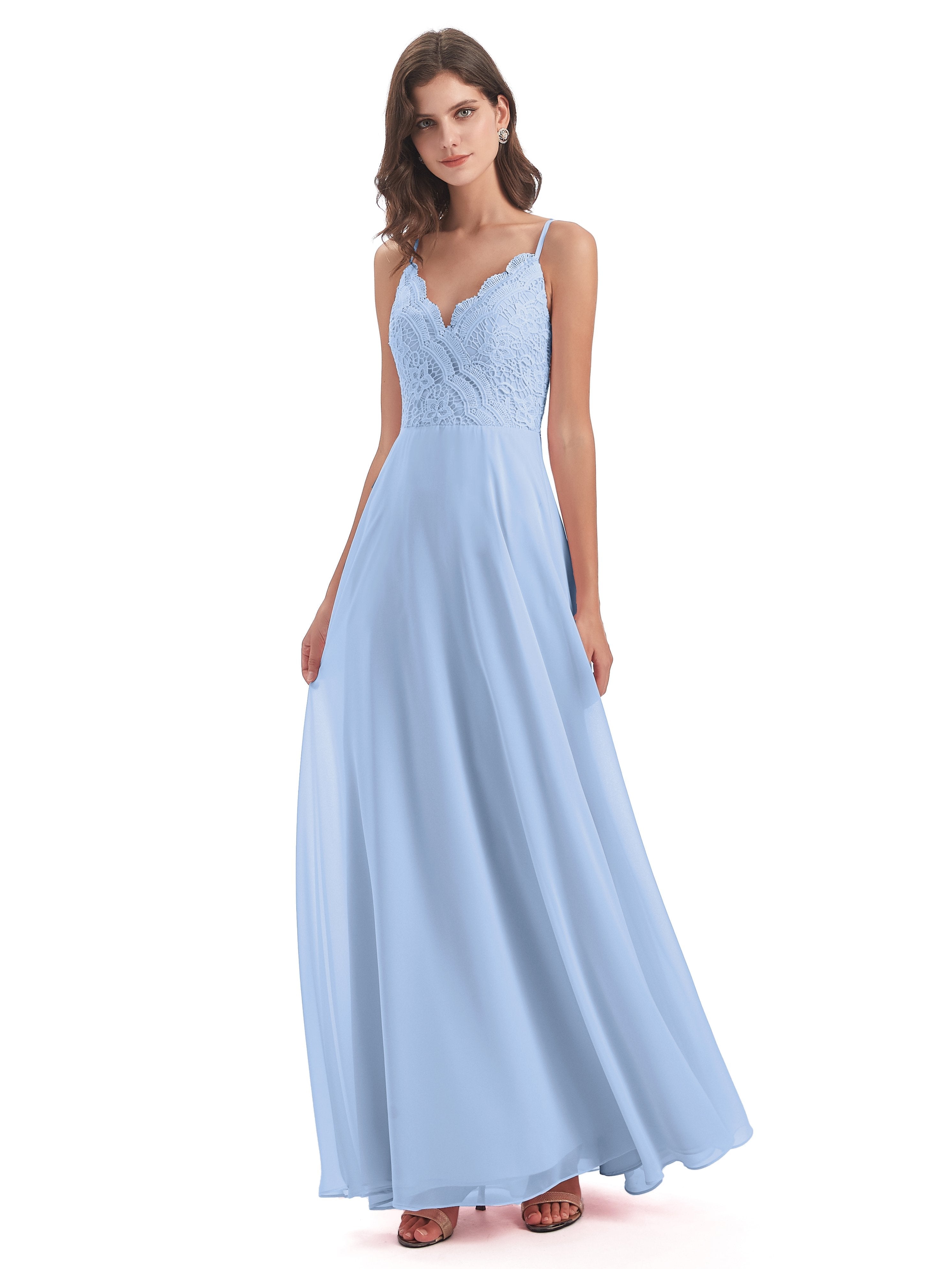 Alisa Spaghetti Straps Lace Bridesmaid Dresses
