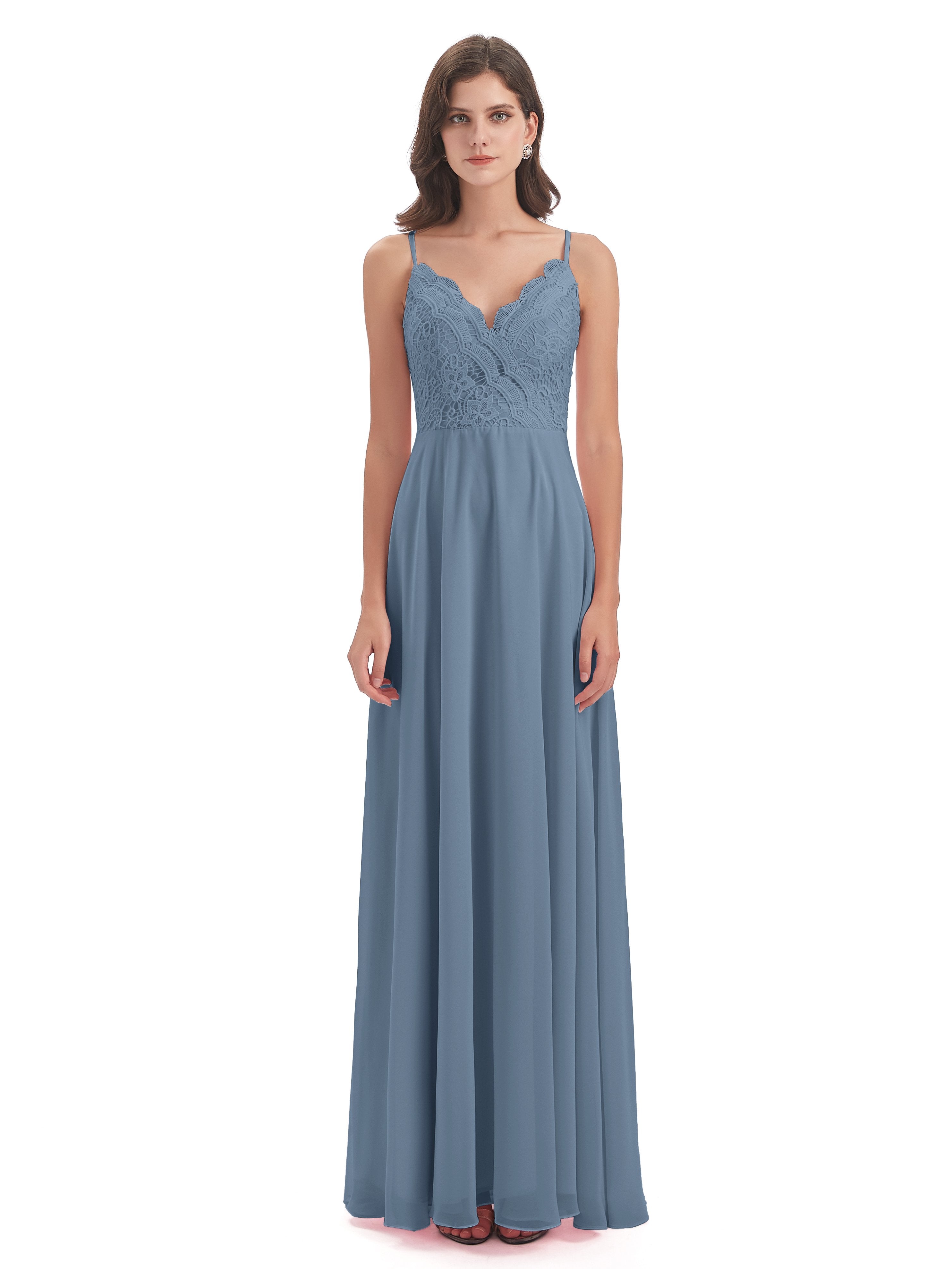 Alisa Spaghetti Straps Lace Bridesmaid Dresses