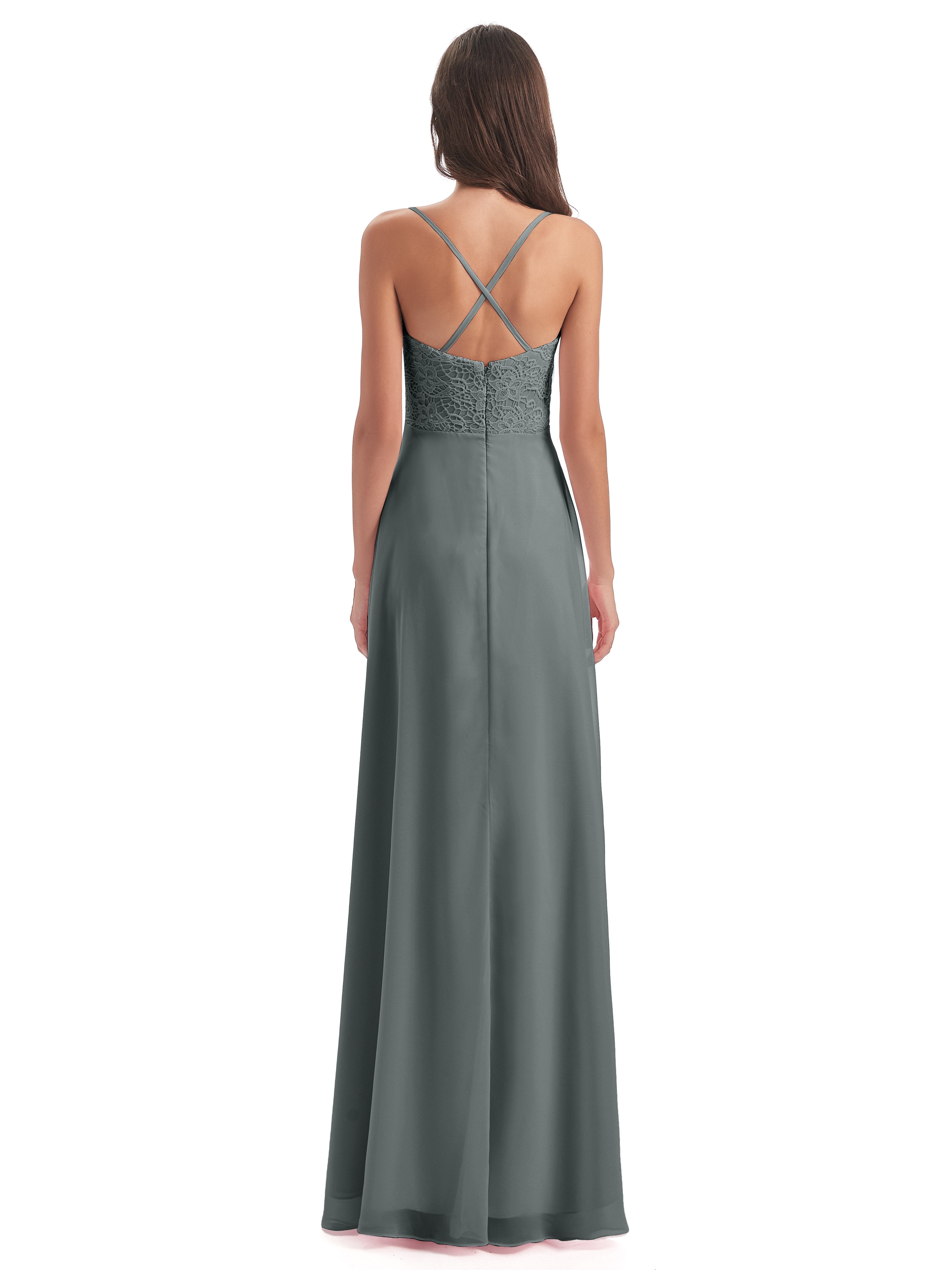 Alisa Spaghetti Straps Lace Bridesmaid Dresses
