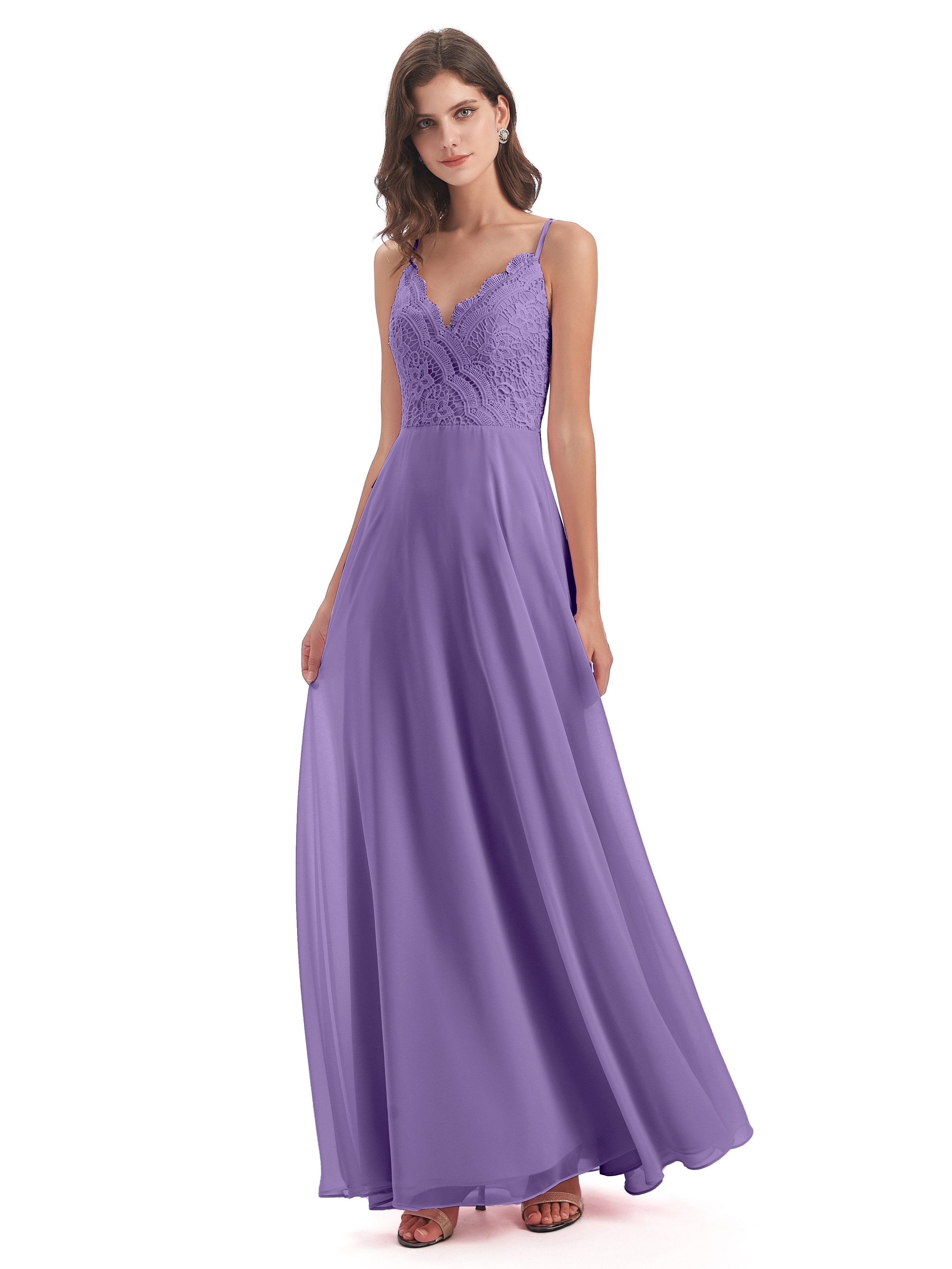 Alisa Spaghetti Straps Lace Bridesmaid Dresses