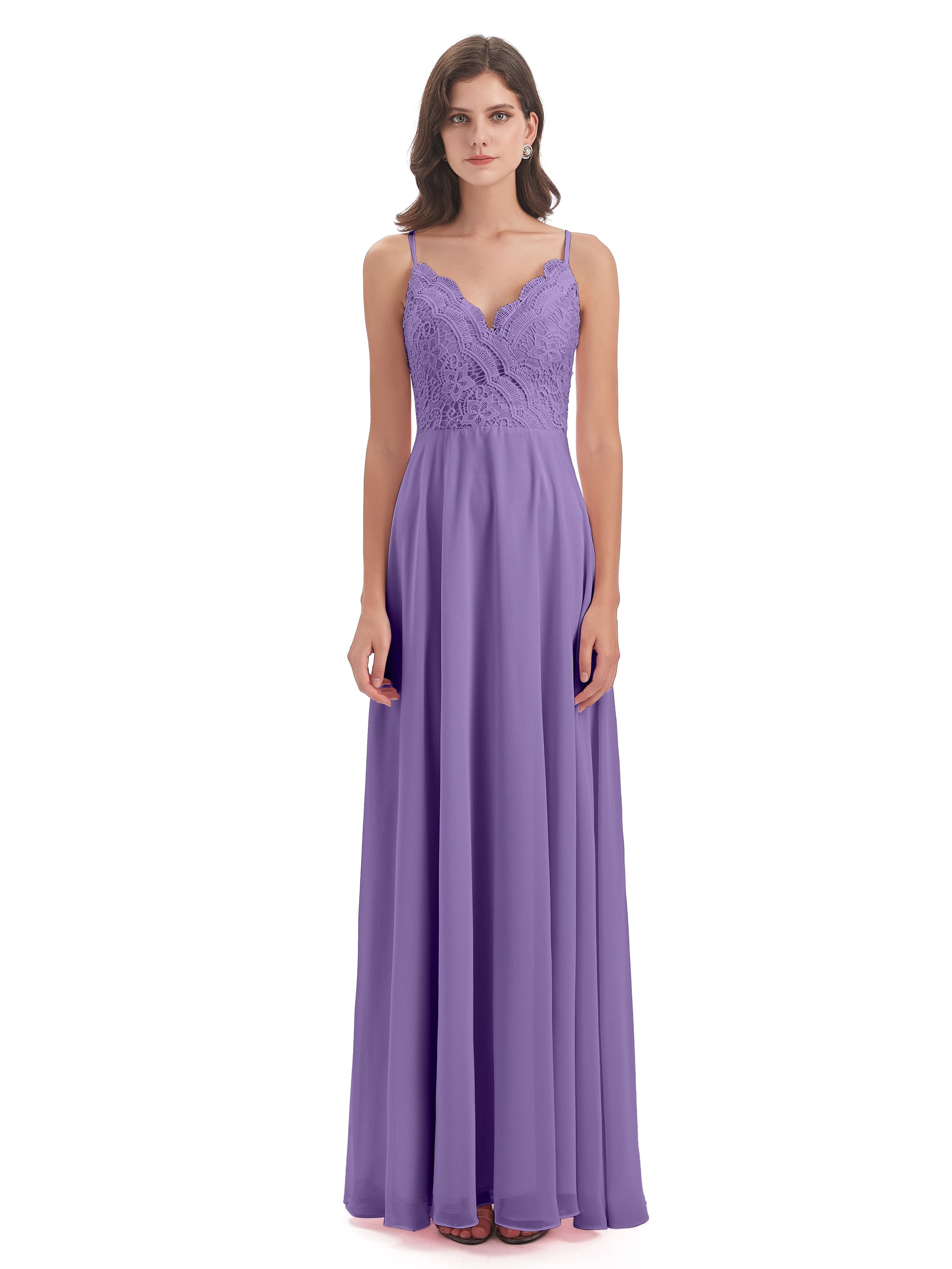 Alisa Spaghetti Straps Lace Bridesmaid Dresses