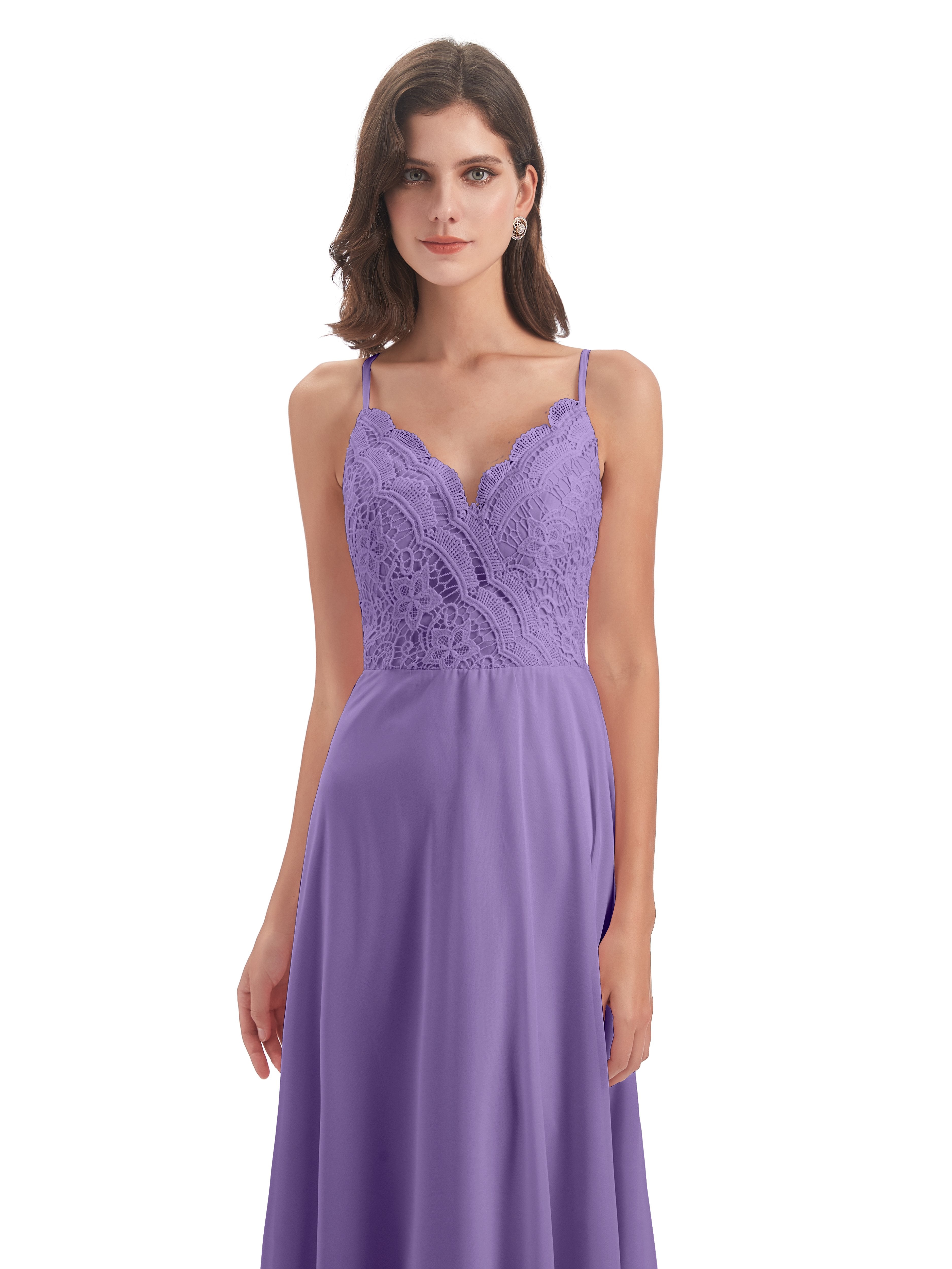 Alisa Spaghetti Straps Lace Bridesmaid Dresses