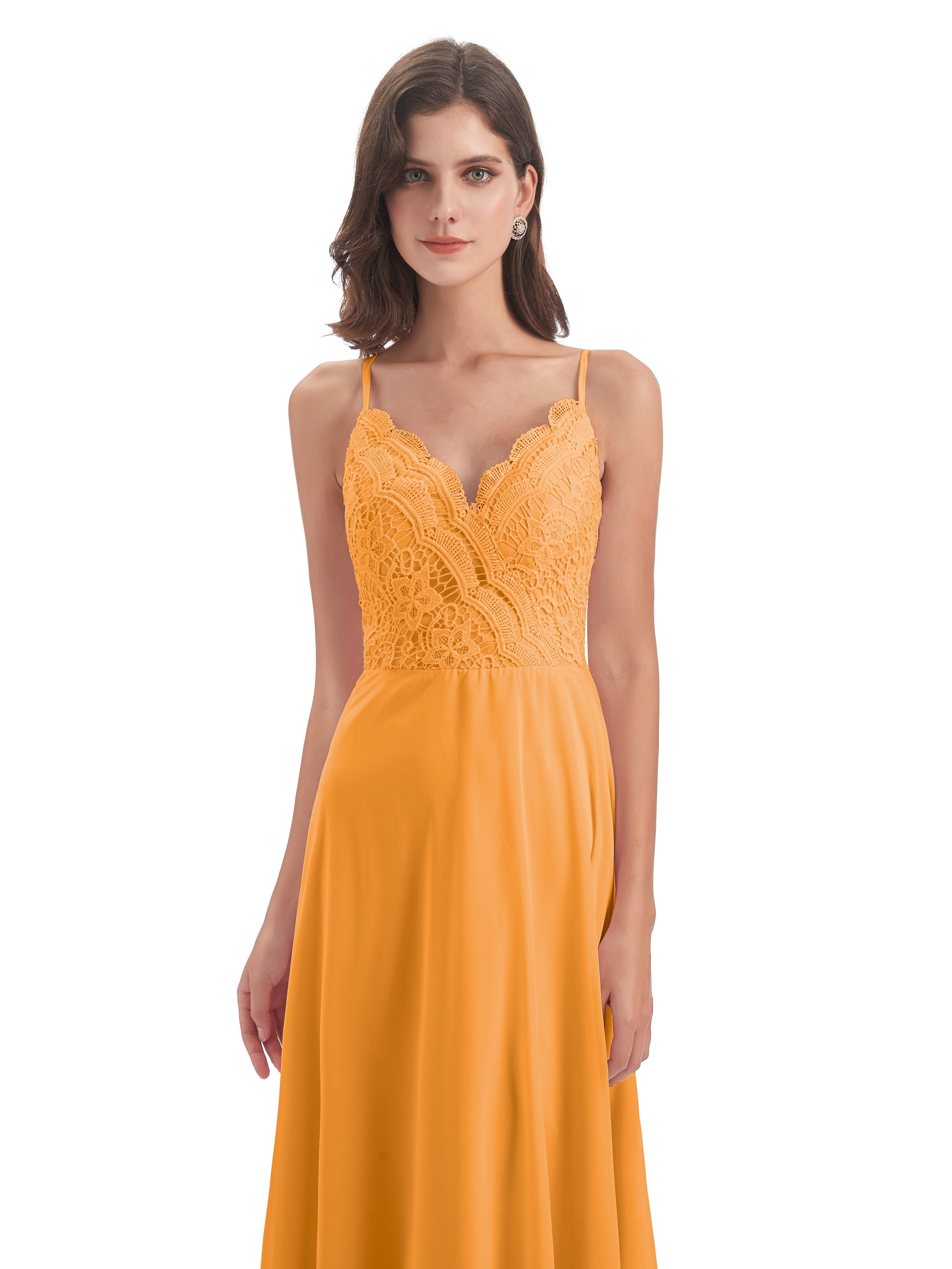 Alisa Spaghetti Straps Lace Bridesmaid Dresses