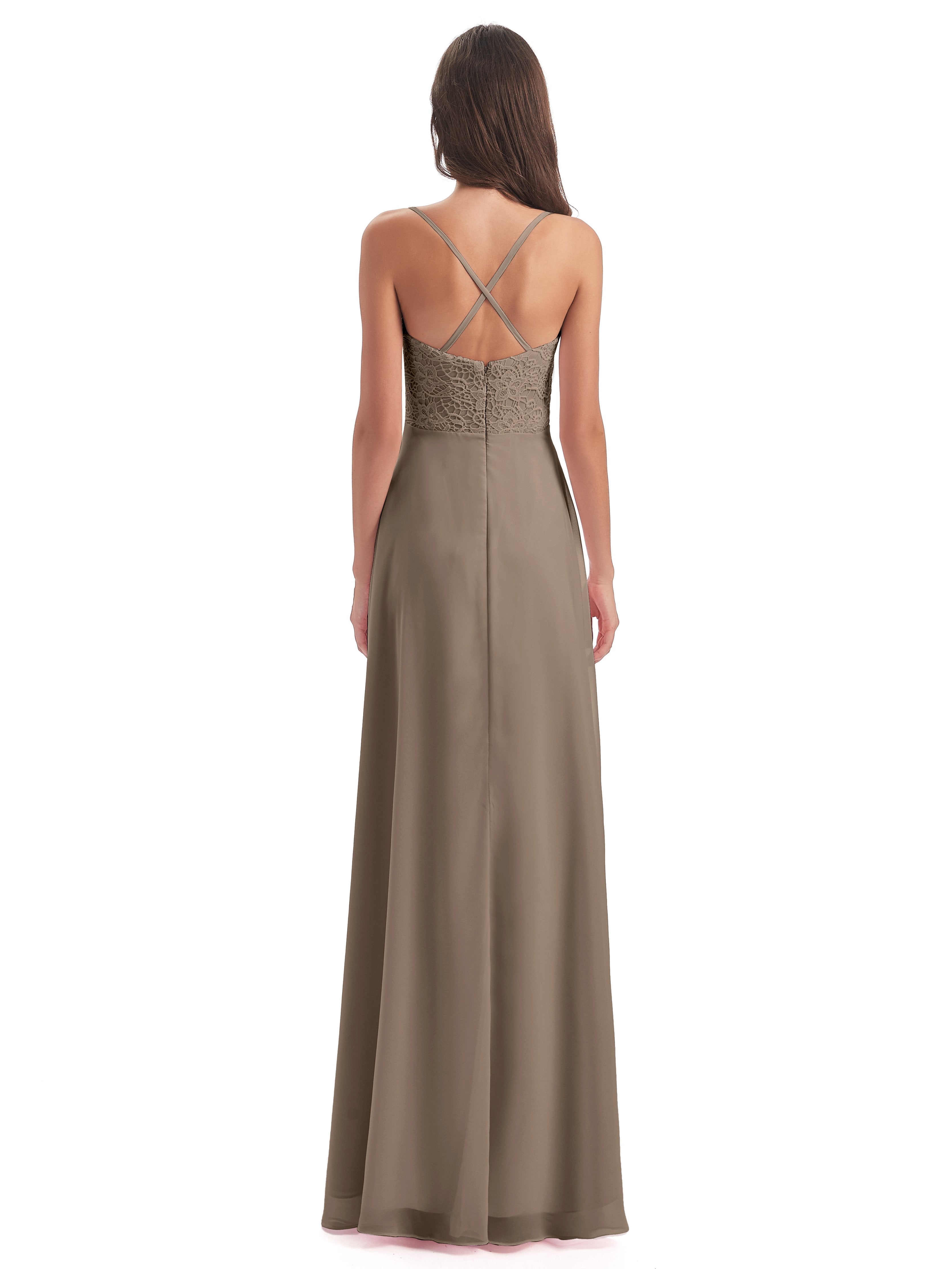 Alisa Spaghetti Straps Lace Bridesmaid Dresses